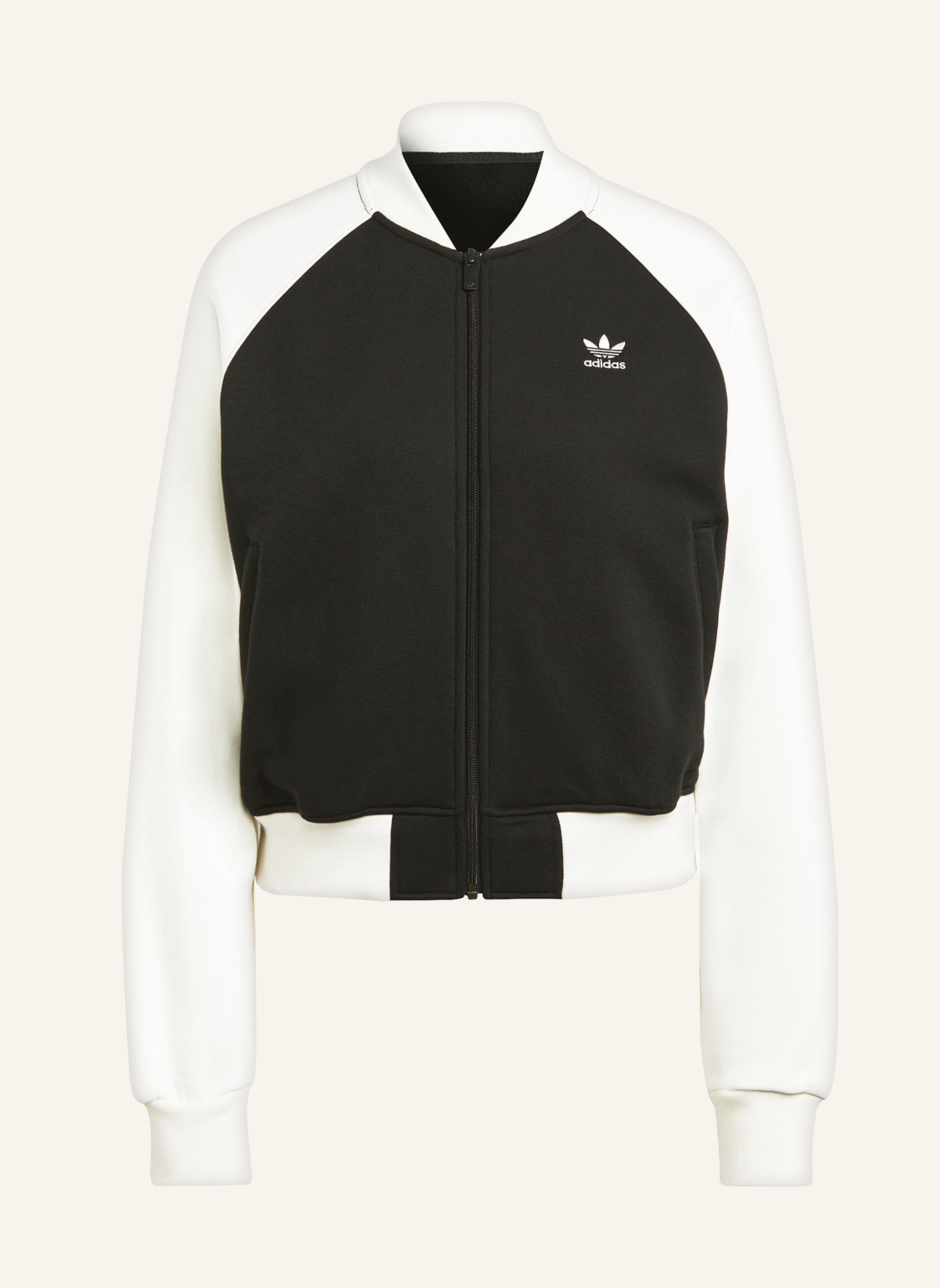 adidas Originals Sweat jacket in ecru ADICOLOR TREFOIL black/ CLASSICS