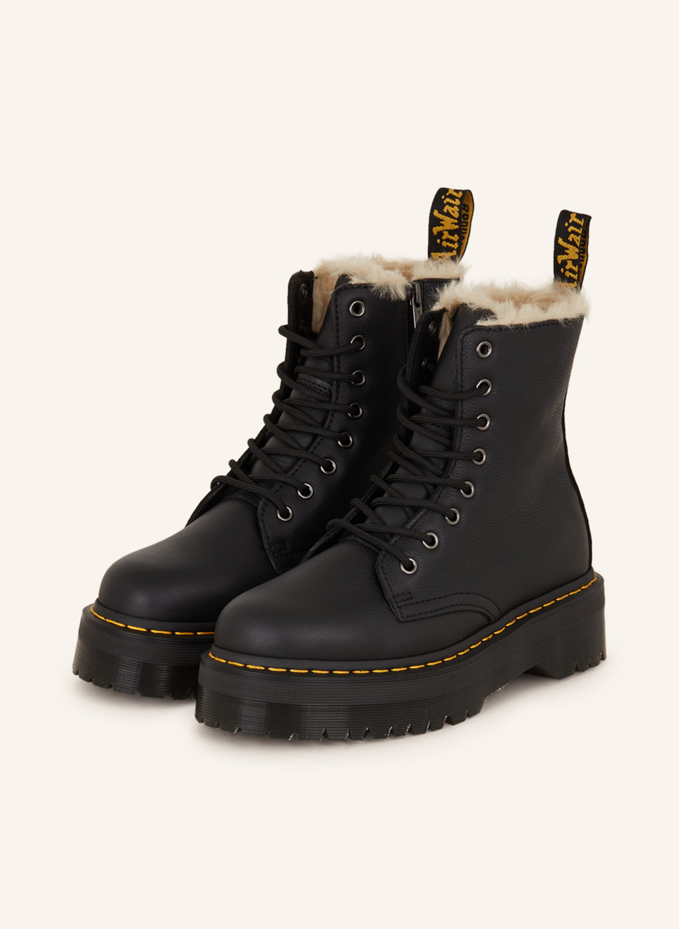 Dr. Martens Lace up boots JADON with faux fur in black