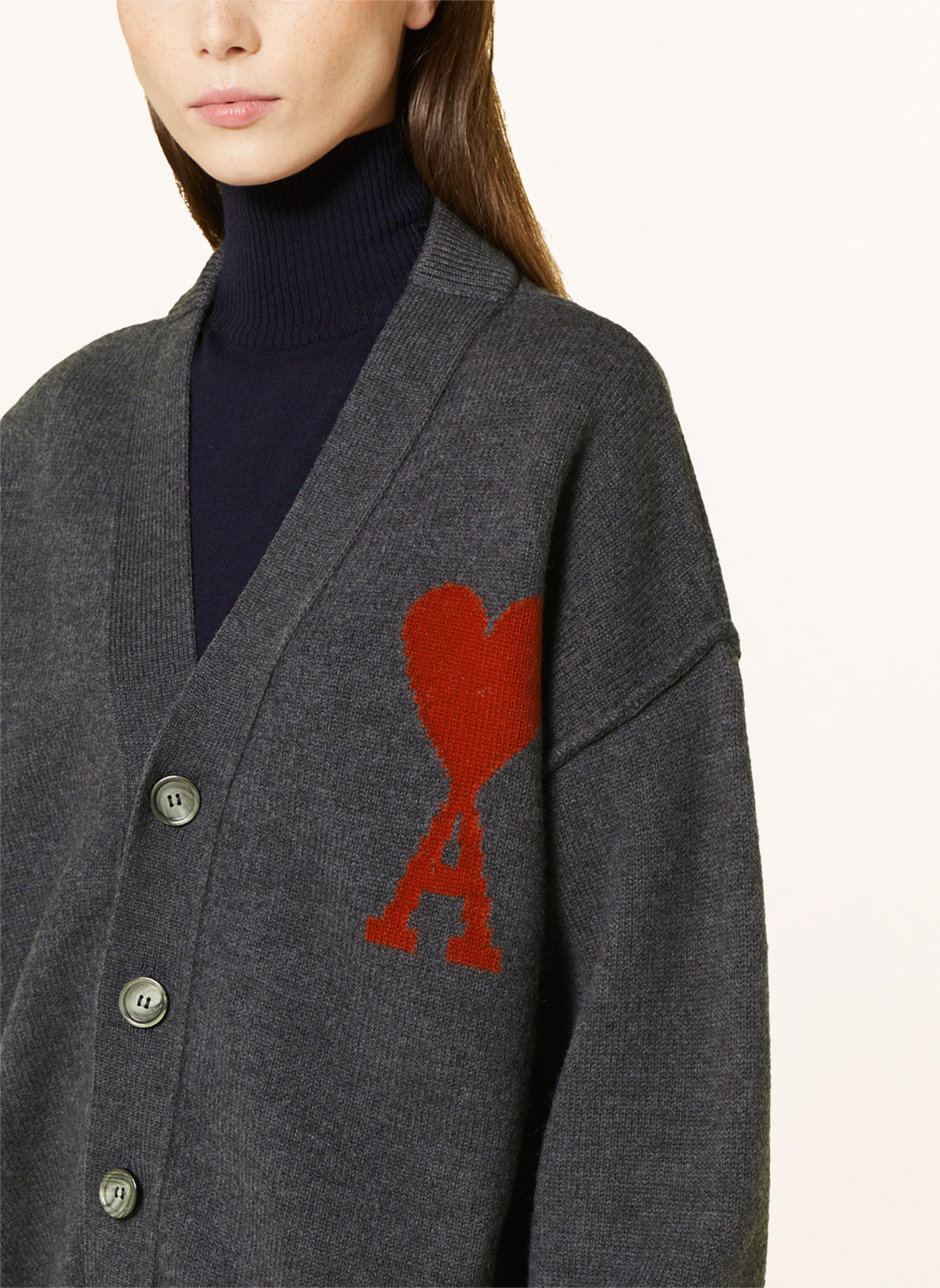 Thumbnail - Ami Paris Oversized-Strickjacke grau