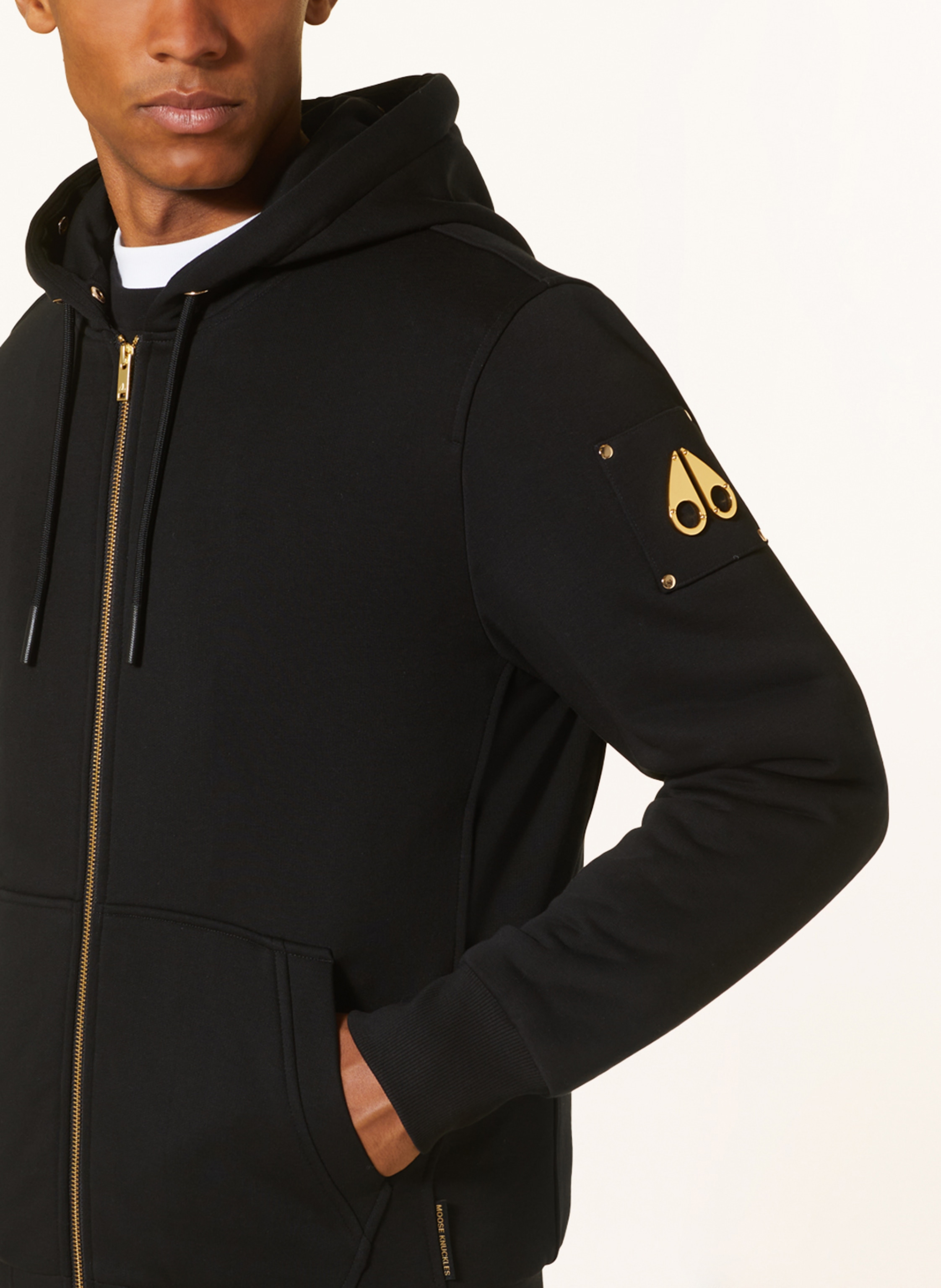 Thumbnail - Moose Knuckles Sweatjacke Linden Bunny Mit Abnehmbarem Kunstpelz schwarz
