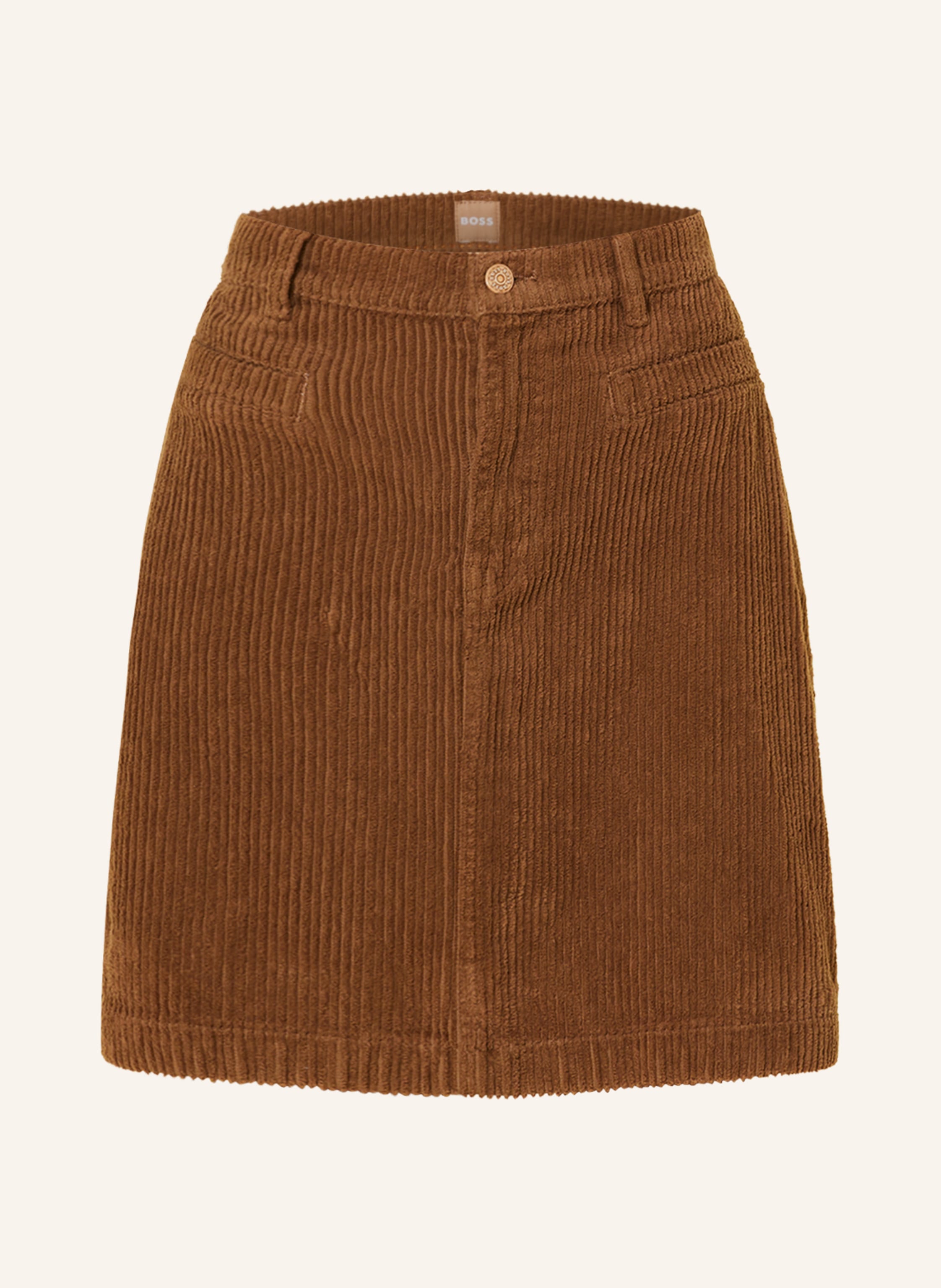 BOSS Corduroy skirt VRECORD in cognac