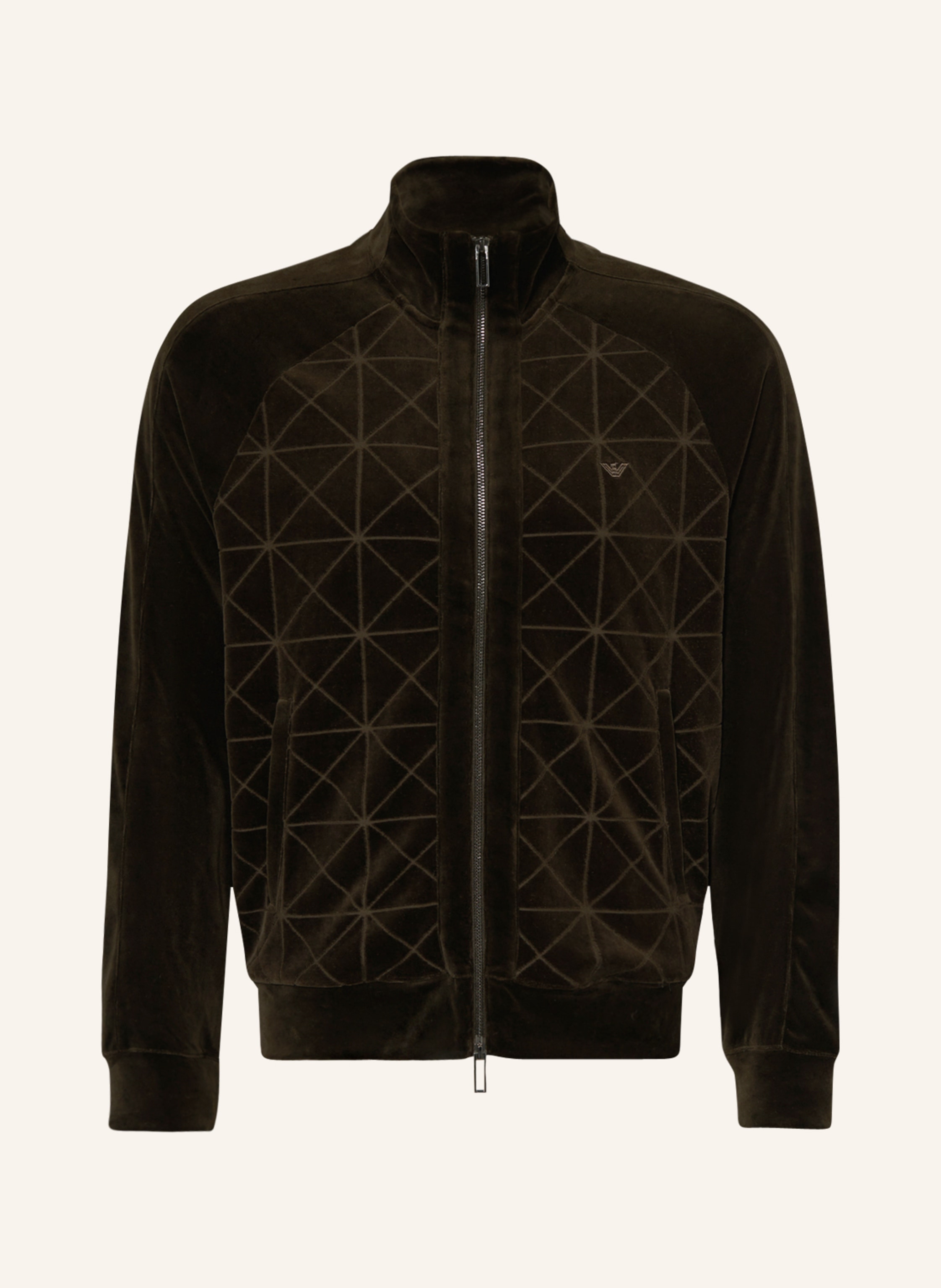 EMPORIO ARMANI Velour jacket in dark green