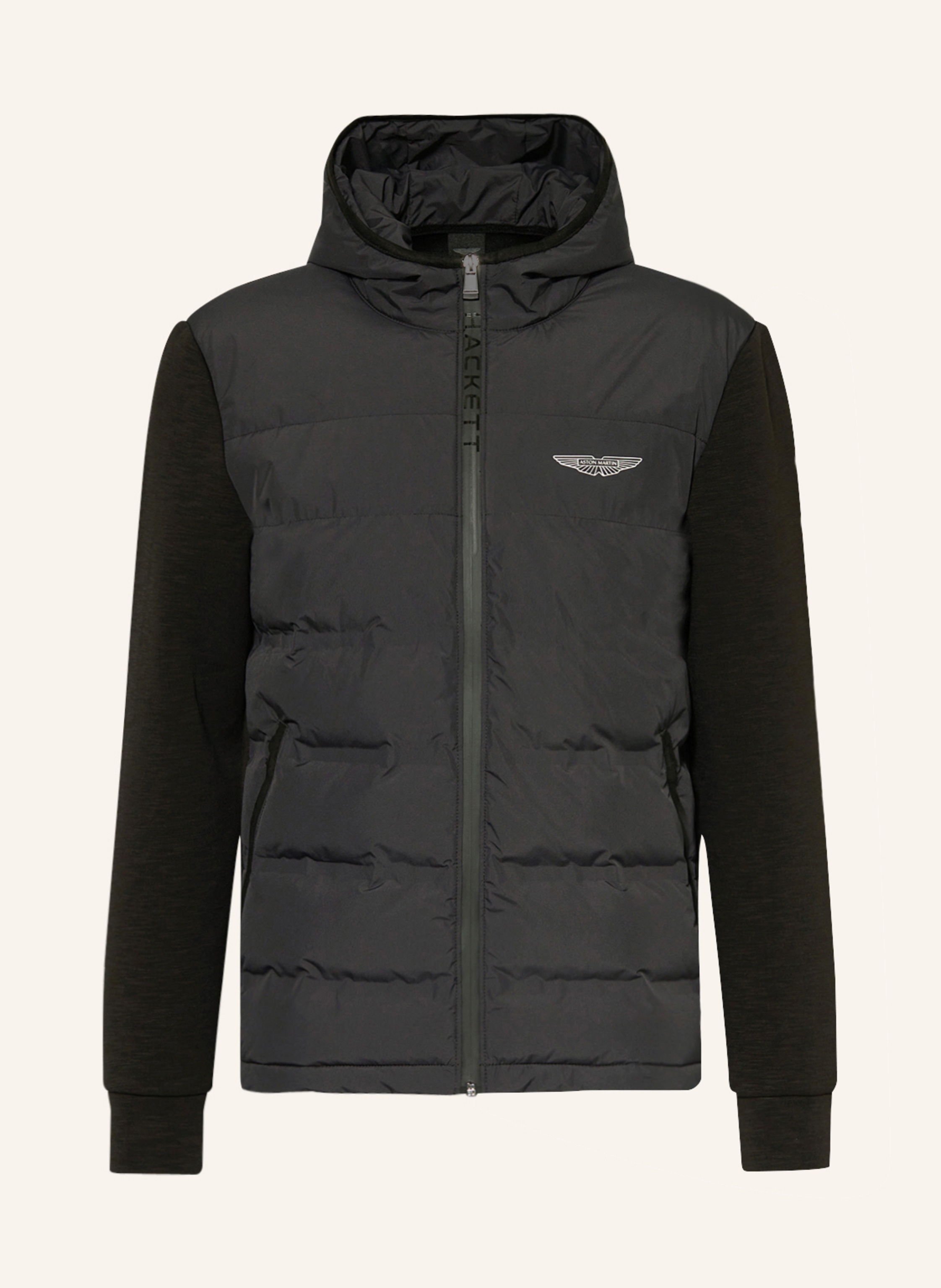 HACKETT LONDON Quilted jacket in mixed materials in black