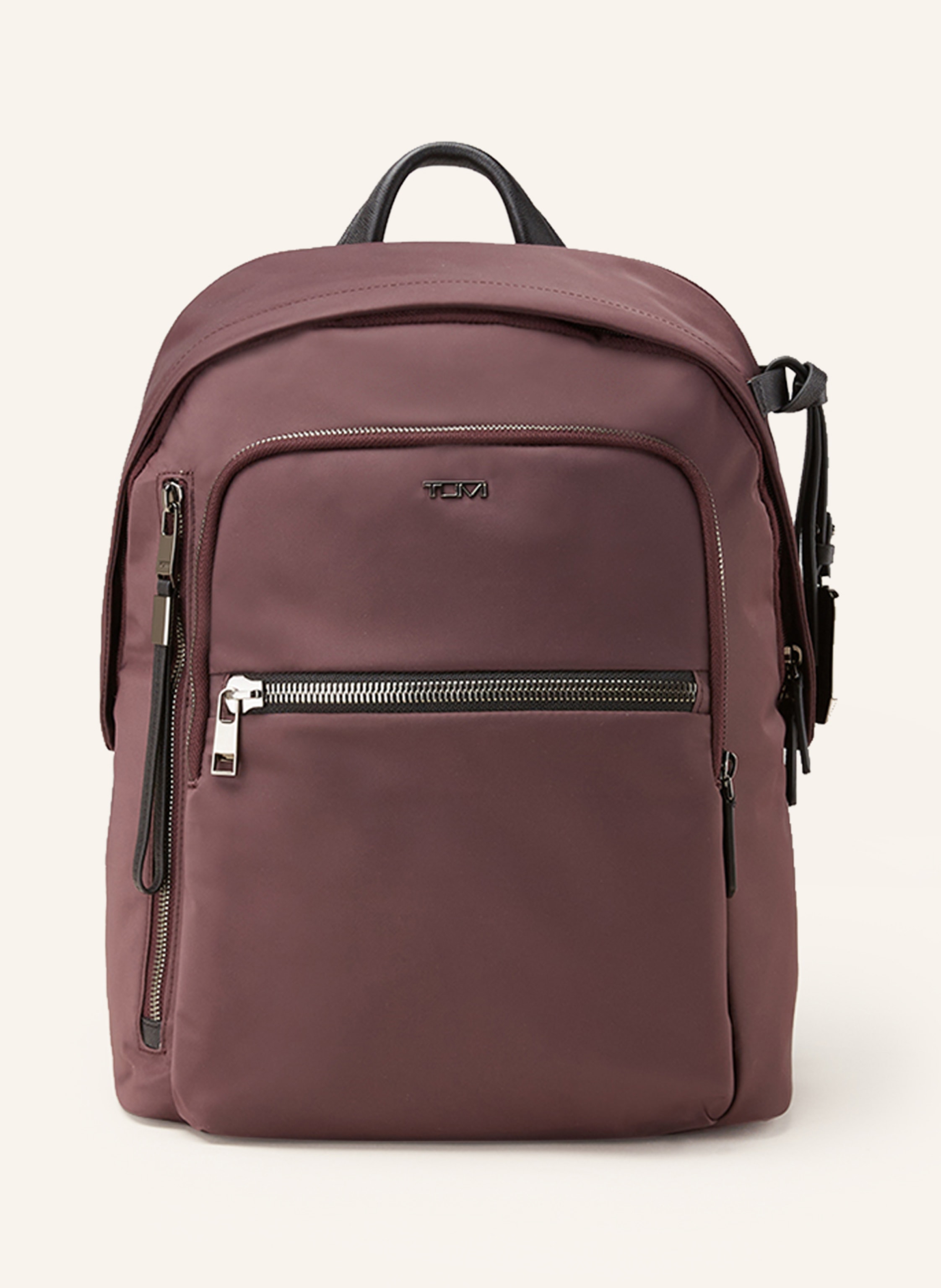 Tumi red leather backpack top