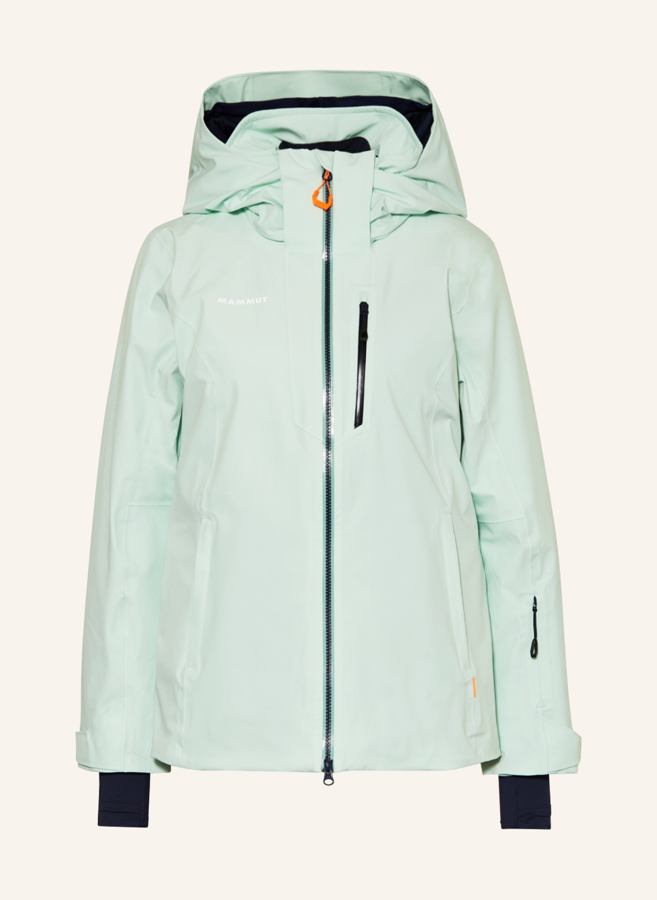 MAMMUT Ski jacket STONEY HS THERMO in mint/ black/ neon orange
