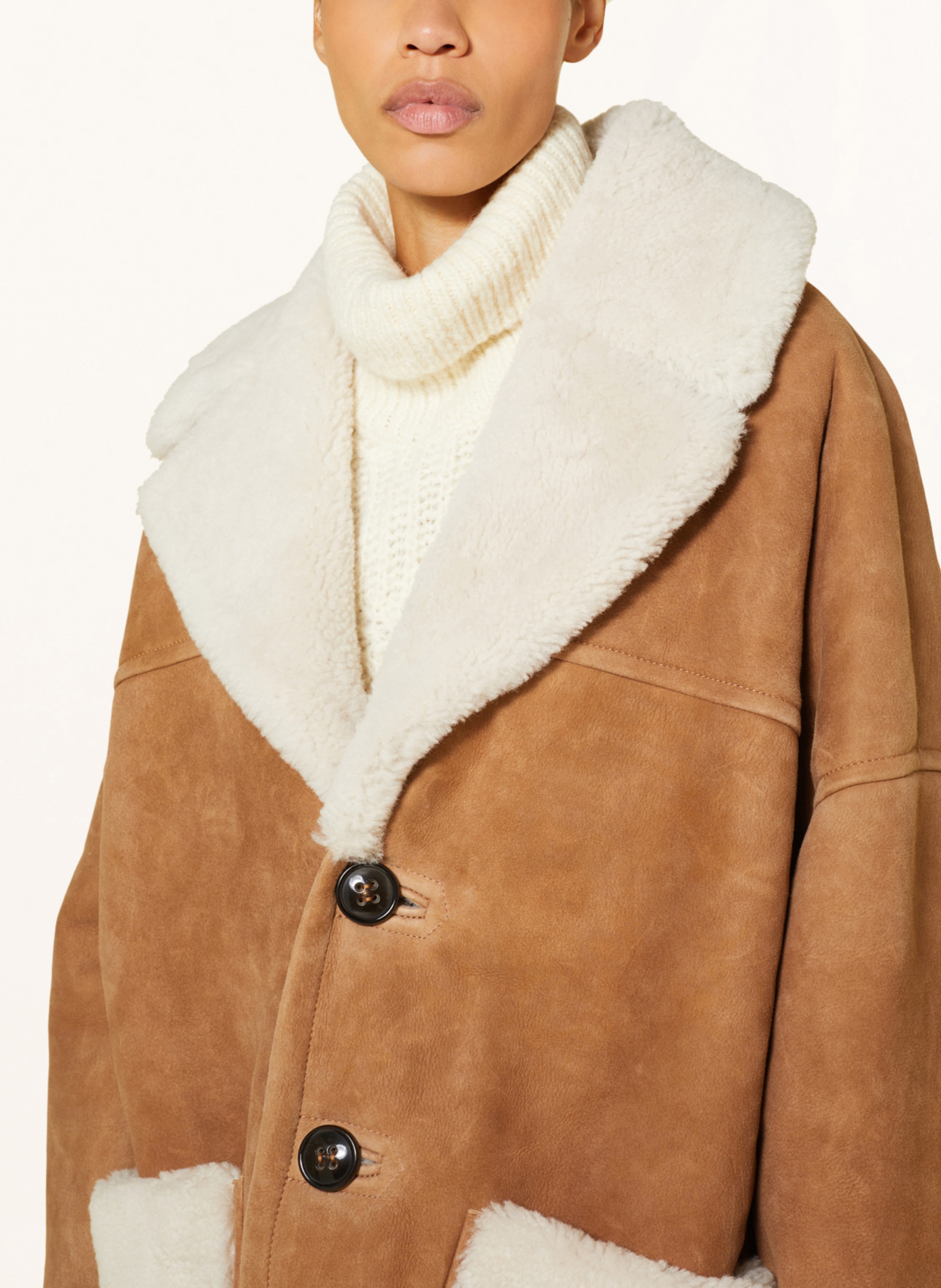 Thumbnail - dsquared2 Lederjacke Mit Lammfell braun