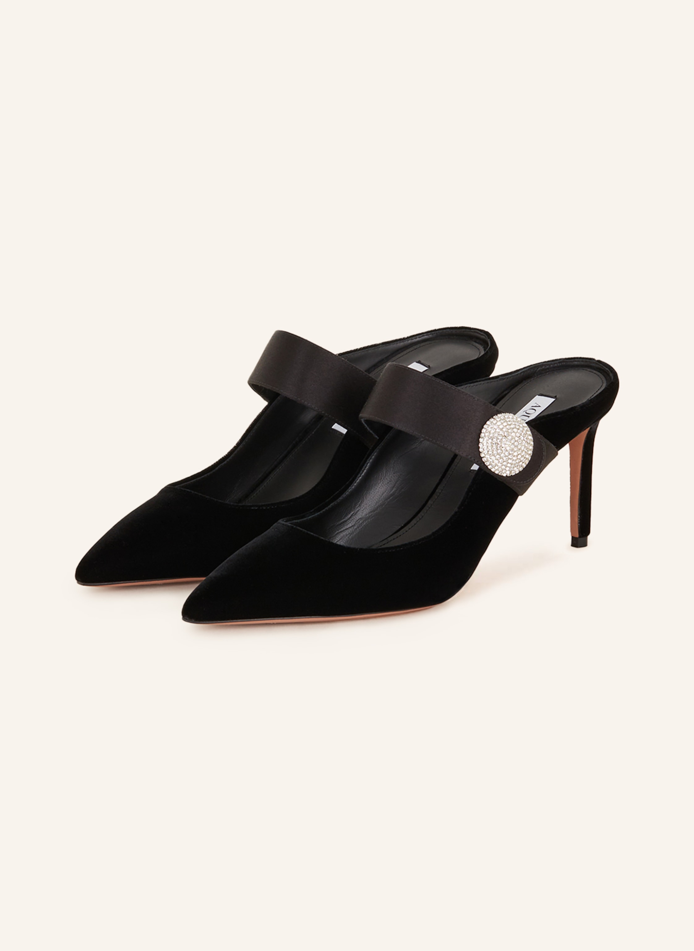 AQUAZZURA Mules CRYSTAL MACARON 75 in black