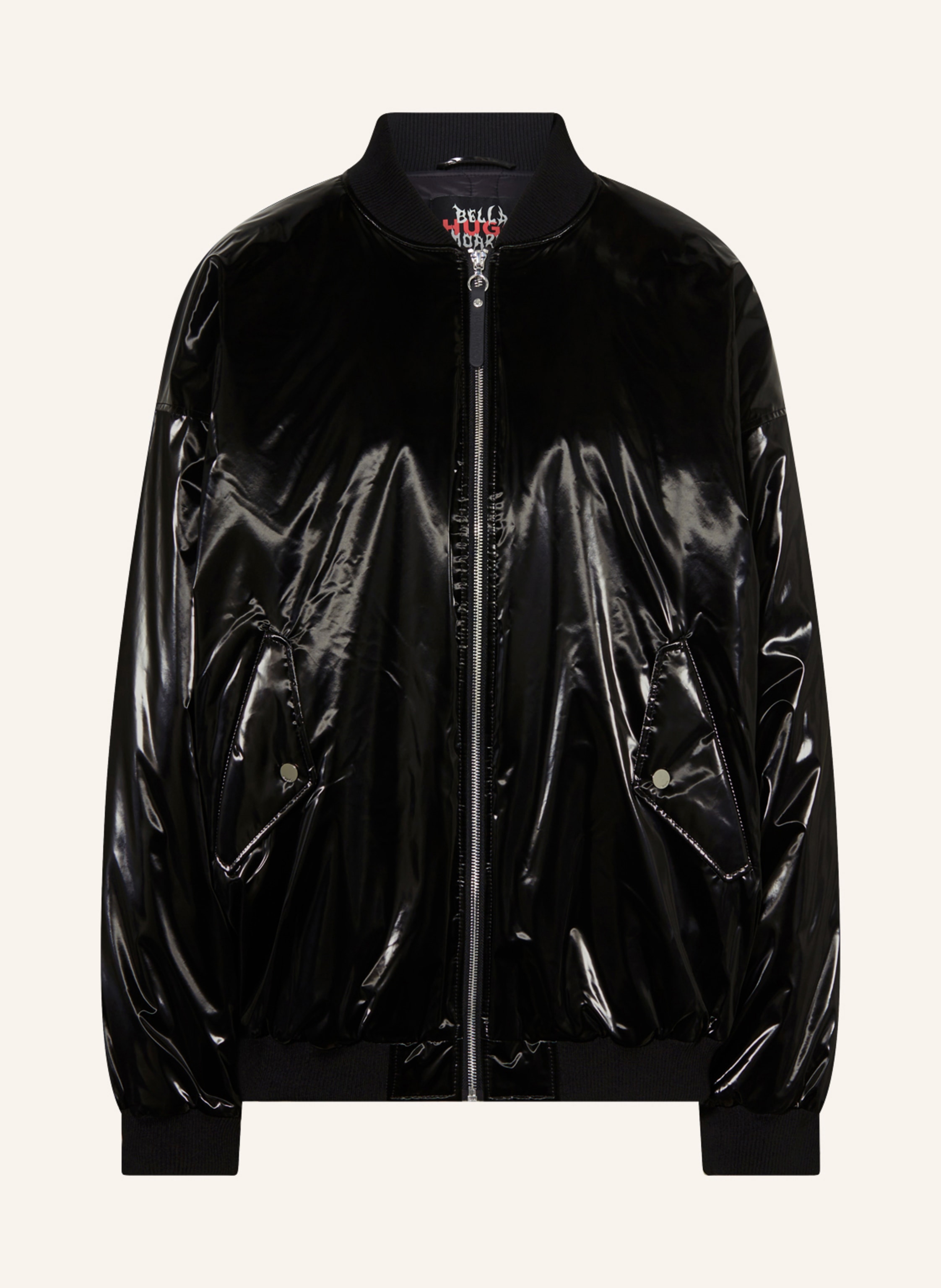 Black patent leather bomber jacket 2025