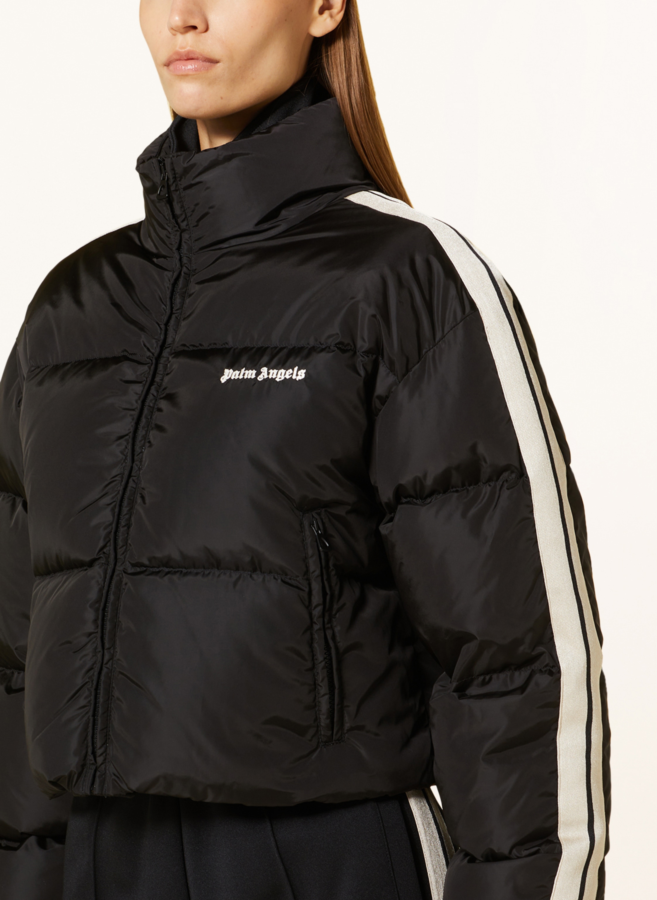 Thumbnail - Palm Angels Daunenjacke Mit Galonstreifen schwarz