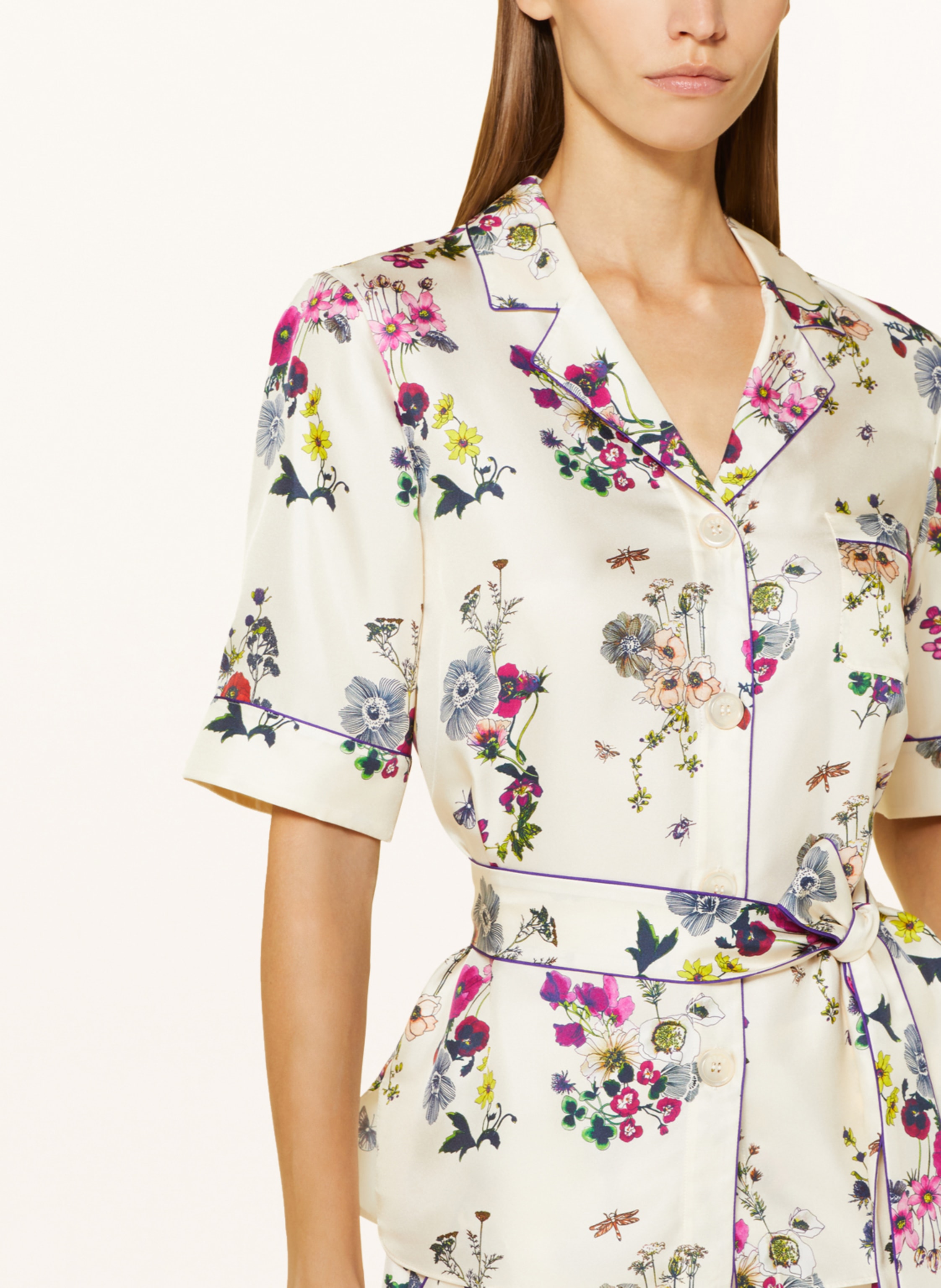 Thumbnail - Eres Lounge-Shirt Anémone Aus Seide weiss