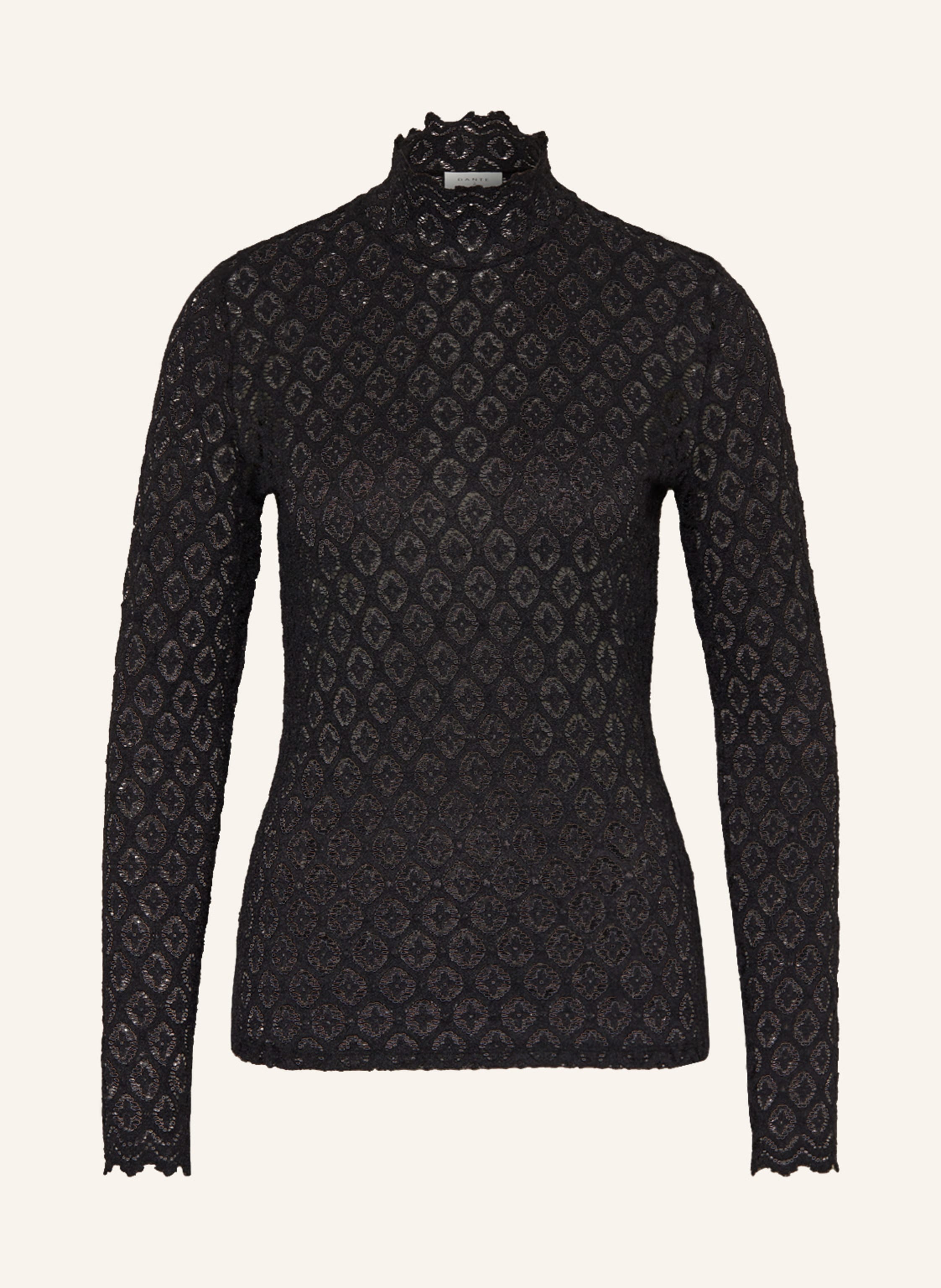 NEO NOIR Long sleeve shirt BASIRA in mesh with decorative gems in black