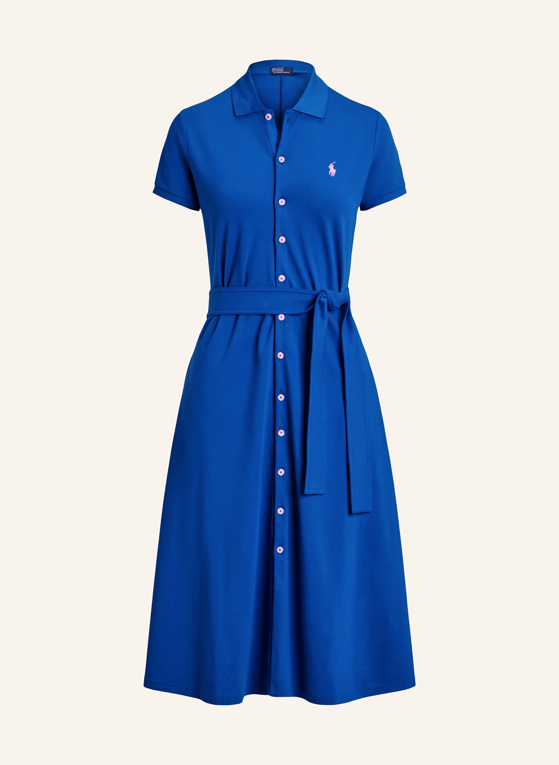 Lauren Ralph Lauren Collared Shift Dress Female Short Dress Dark Blue Size S Cotton, Elastane