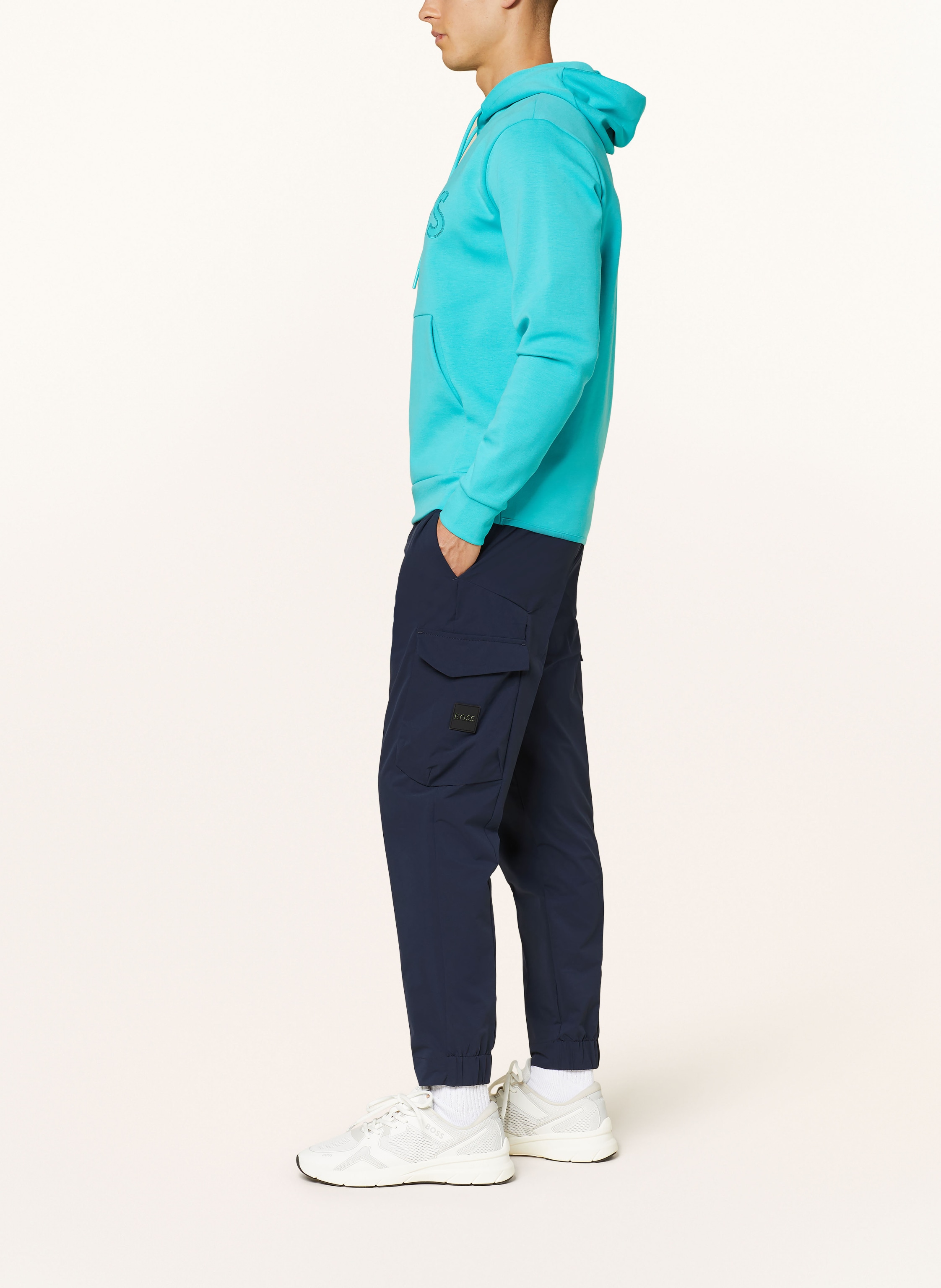 Thumbnail - Boss Cargohose Im Jogging-Stil Urbanex Tapered Fit blau