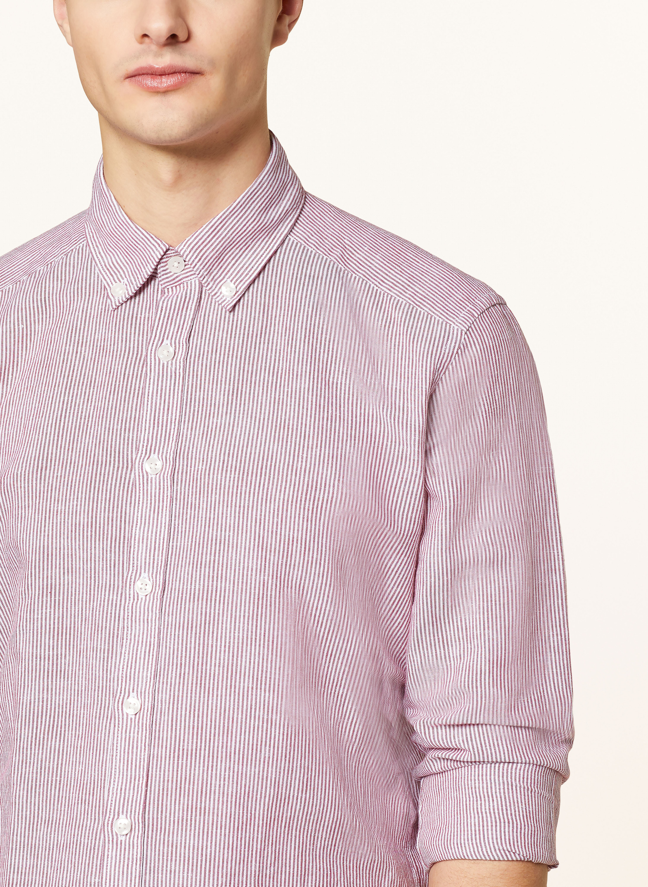 Thumbnail - Strokesman's Hemd Regular Fit Mit Leinen rot