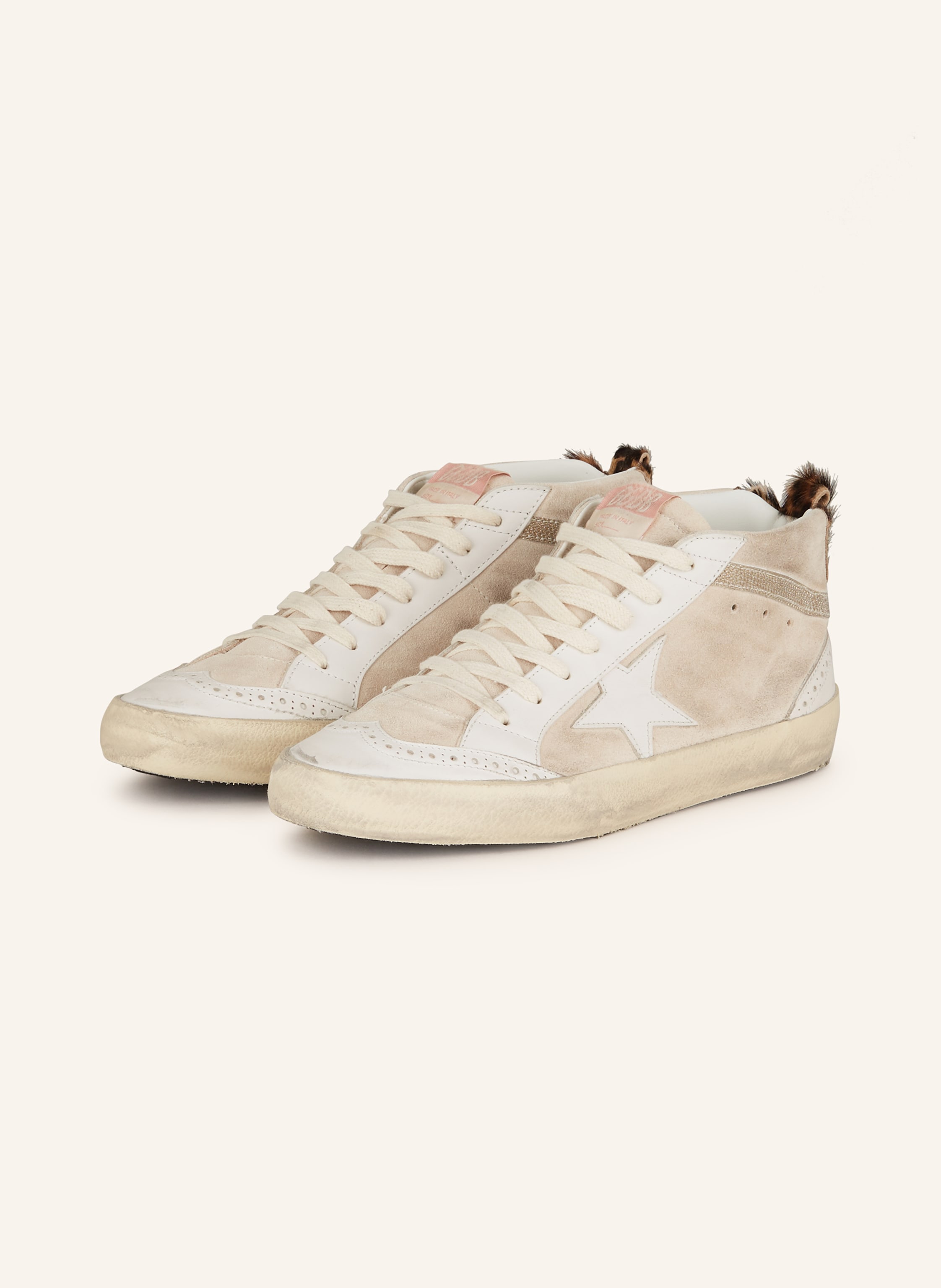 Hi star sneakers in smooth leather and suede deals with glitter heel tab