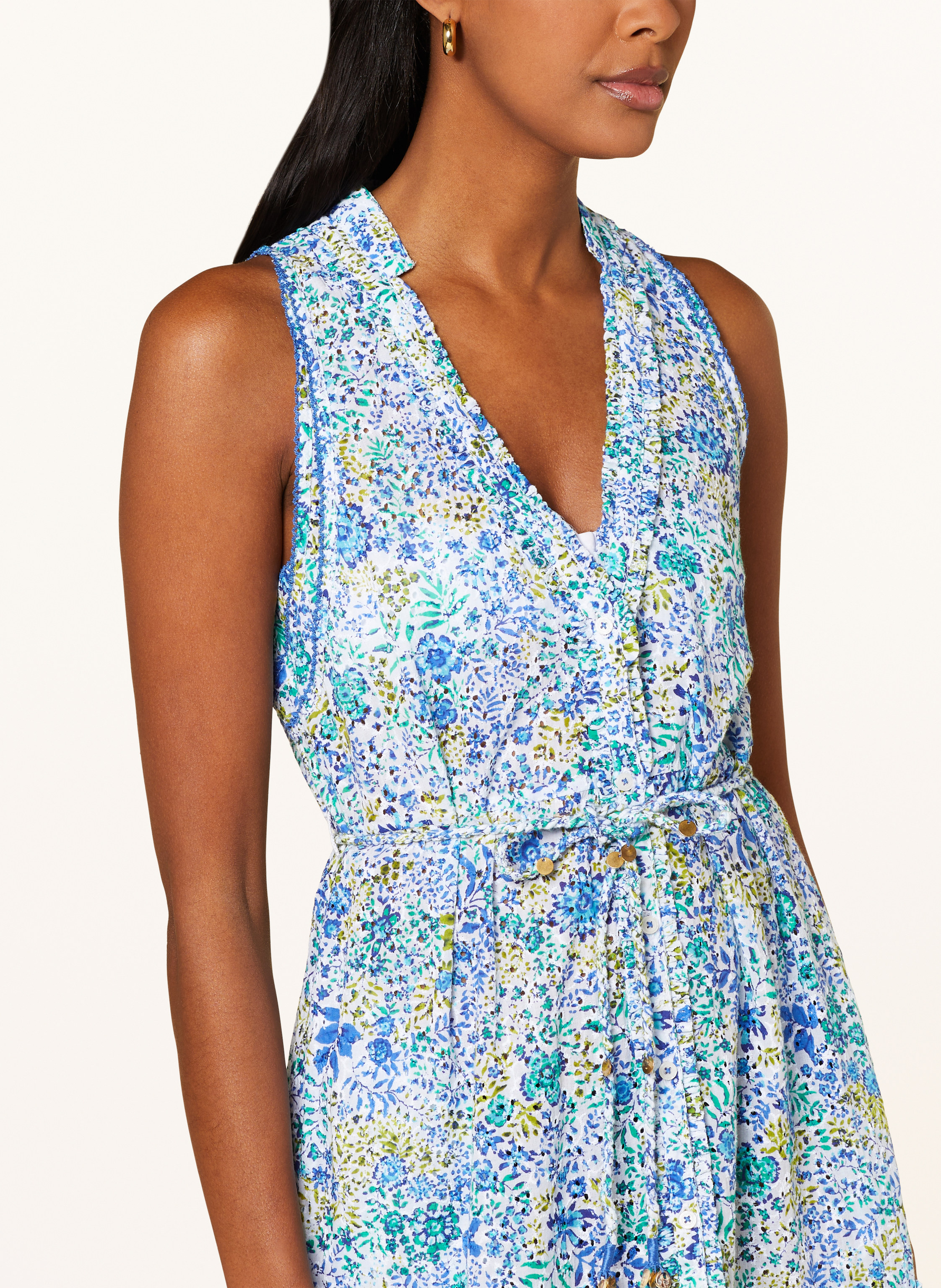 Thumbnail - Poupette St Barth Strandkleid Nana Aus Lochspitze blau