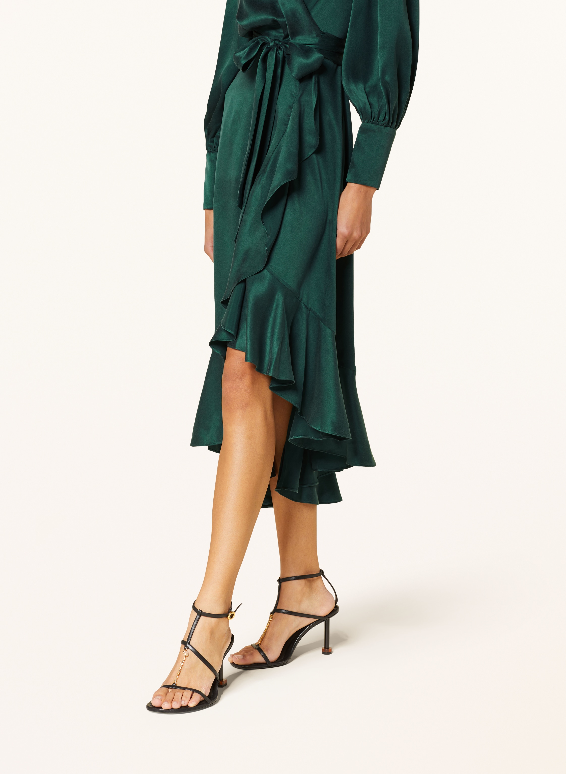 Thumbnail - Zimmermann Wickelkleid Aus Seide Mit Volants gruen