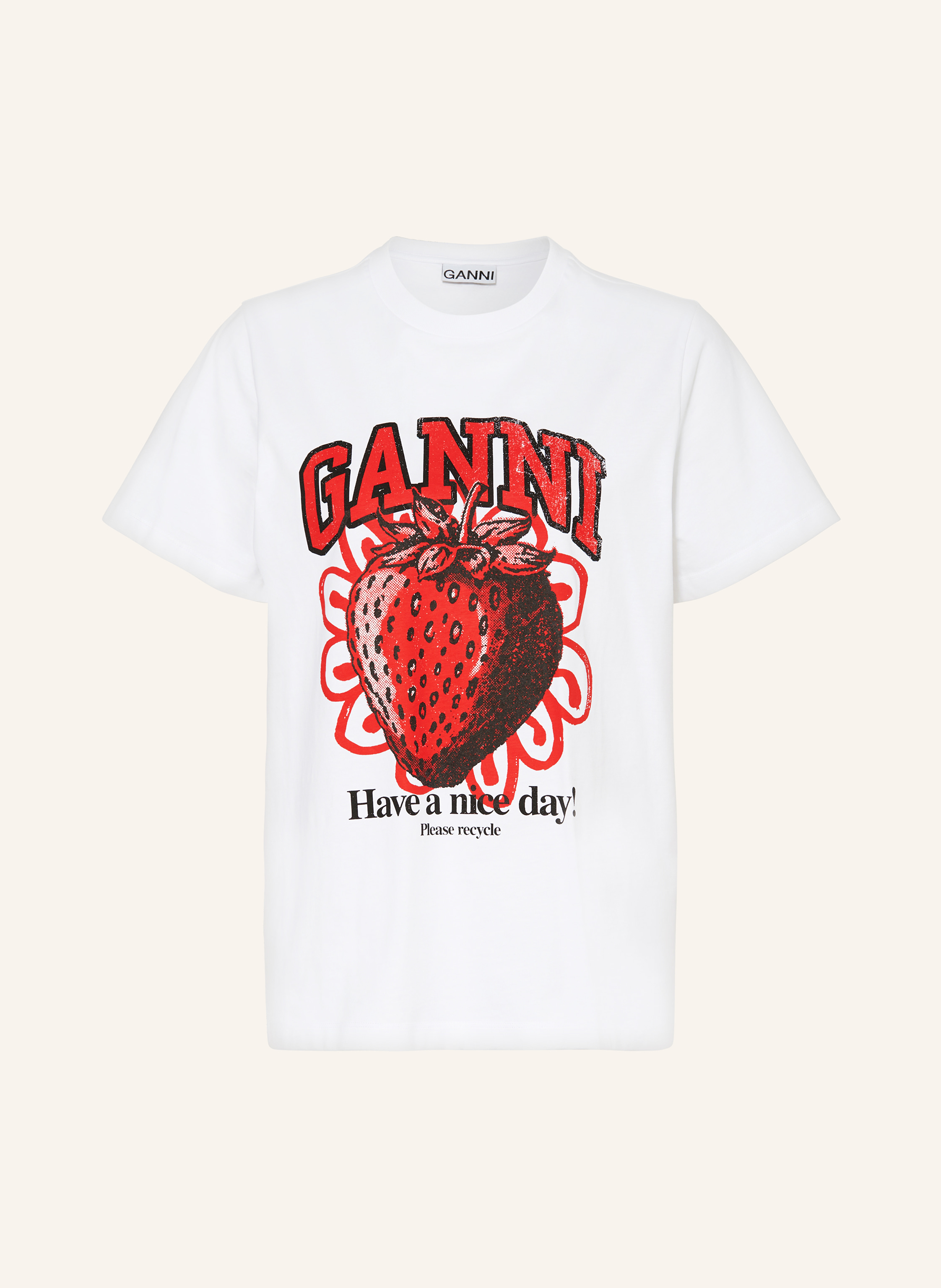GANNI T shirt in white red
