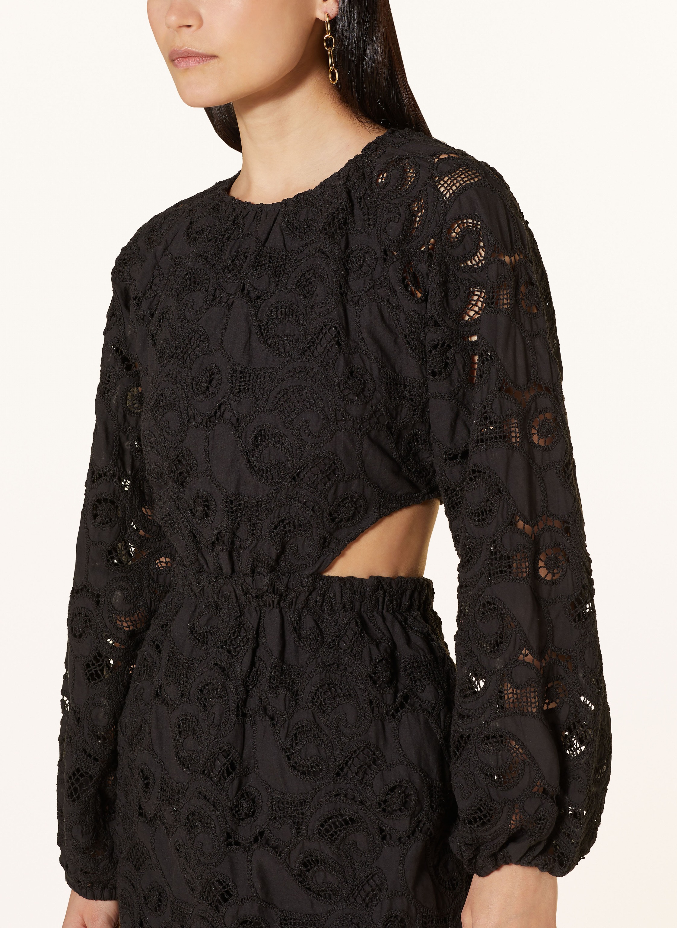 Thumbnail - Mrs & Hugs Spitzenkleid Mit Cut-Out schwarz