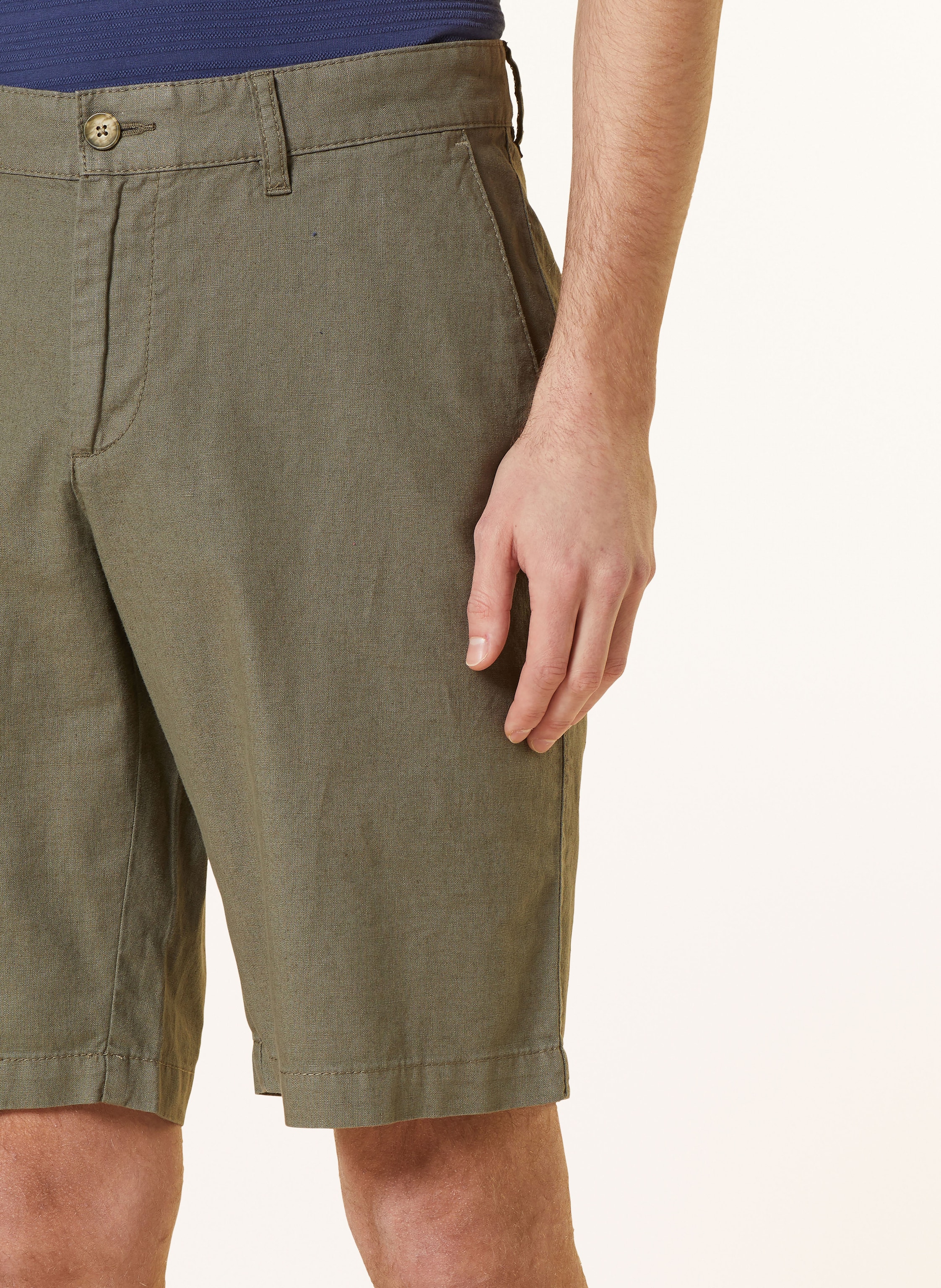Thumbnail - Strokesman's Shorts Slim Fit Mit Leinen gruen
