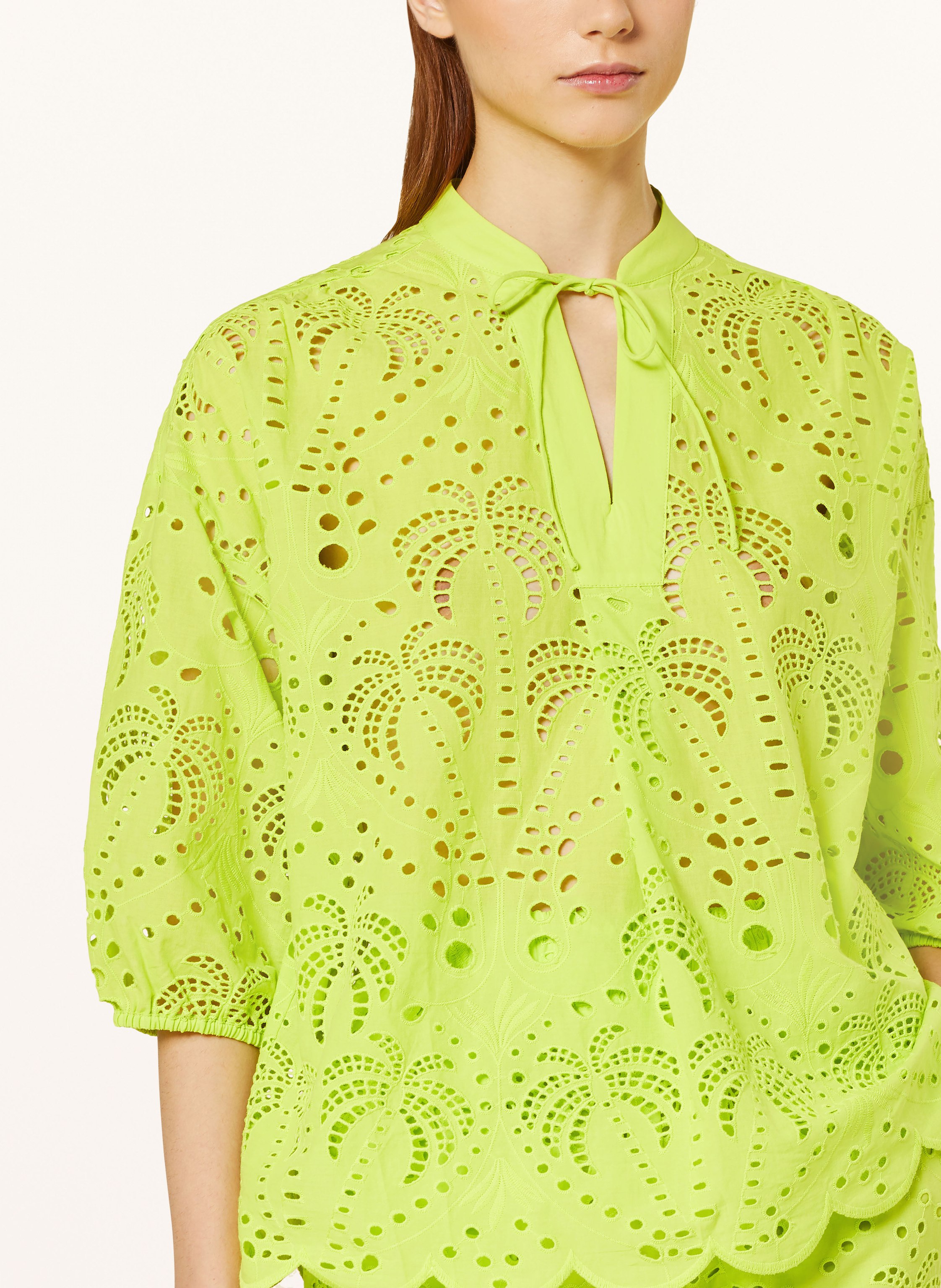 Thumbnail - Darling Harbour Blusenshirt Aus Lochspitze Mit 3/4-Arm gruen