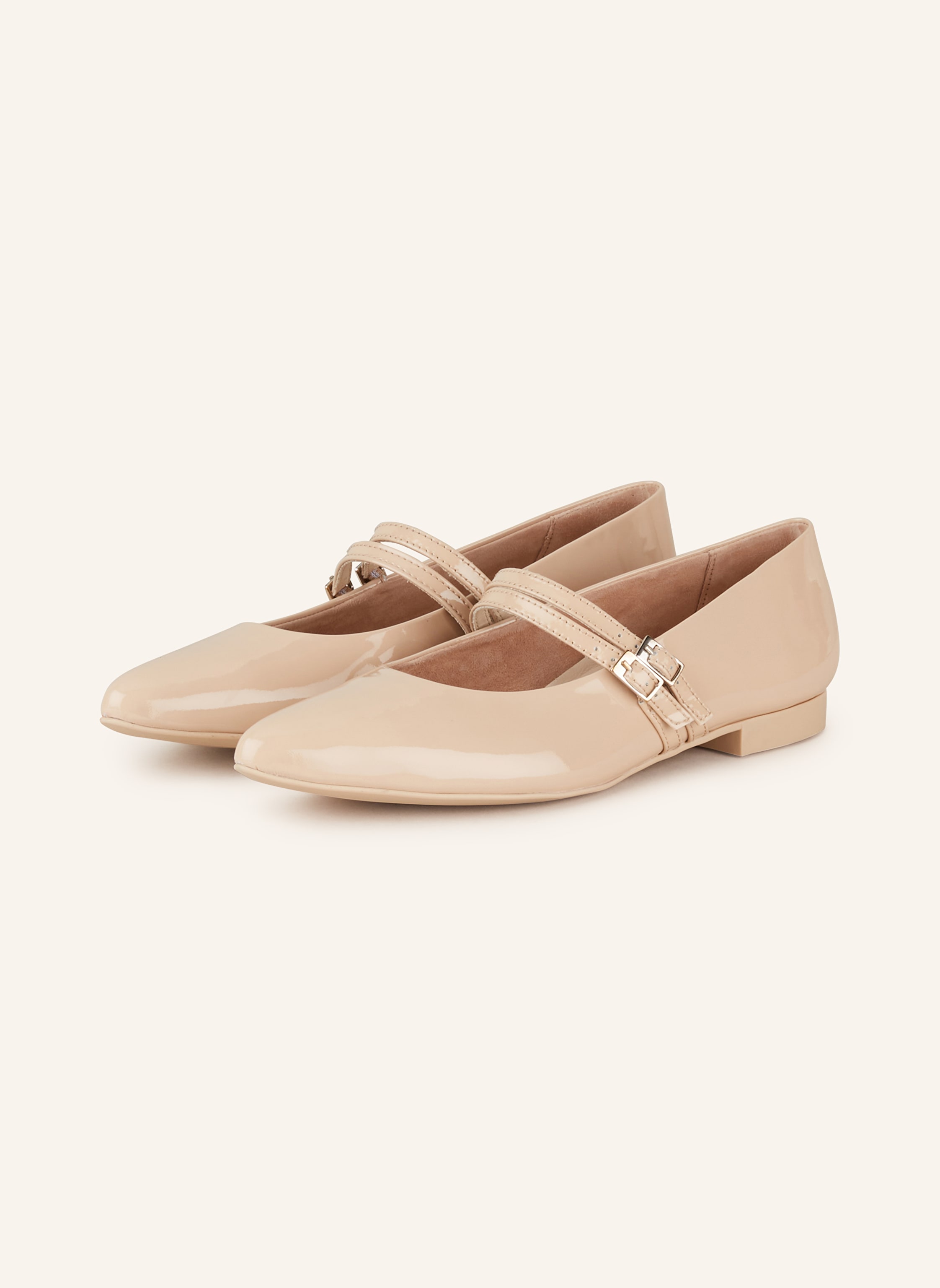 Beige sale patent flats