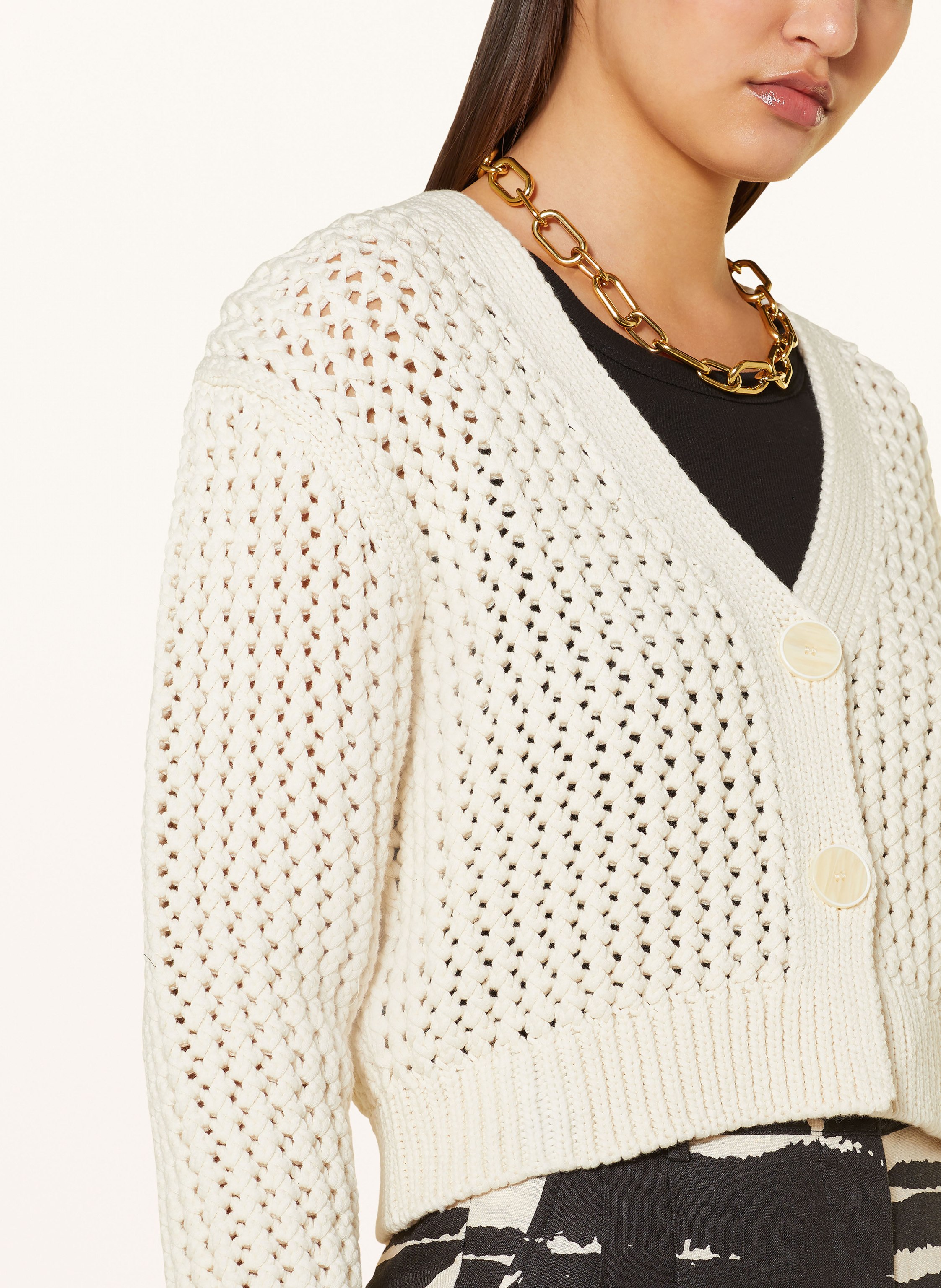 Thumbnail - Mrs & Hugs Cropped-Strickjacke weiss