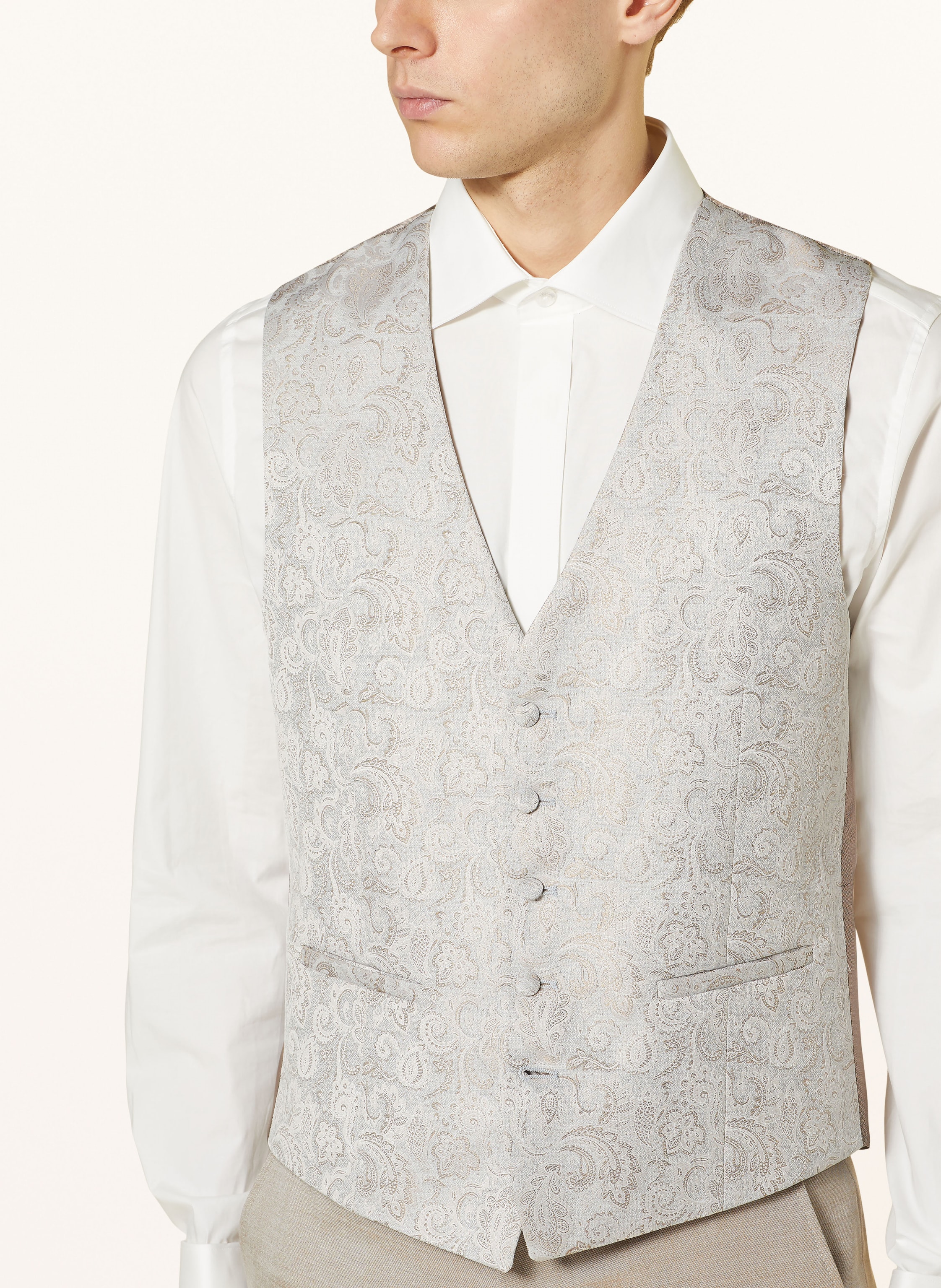 Thumbnail - Wilvorst Anzugweste Extra Slim Fit beige