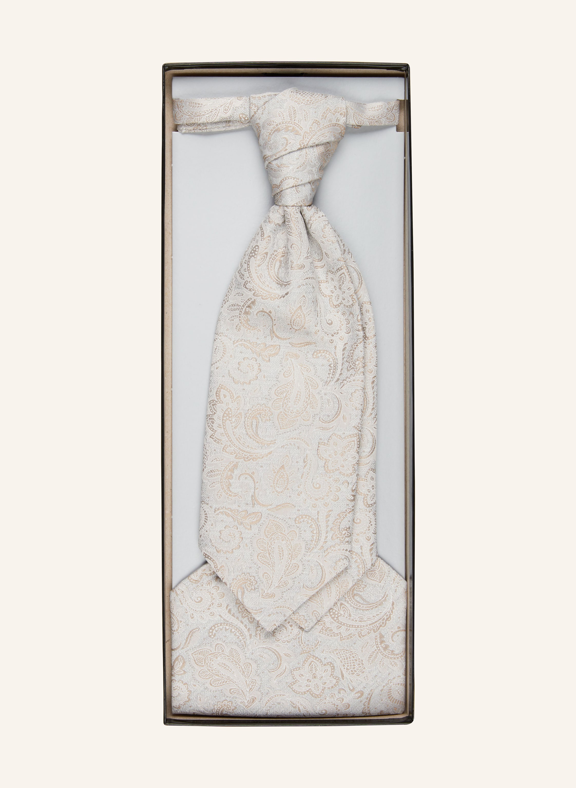 Thumbnail - Wilvorst Set: Krawatte Und Einstecktuch beige