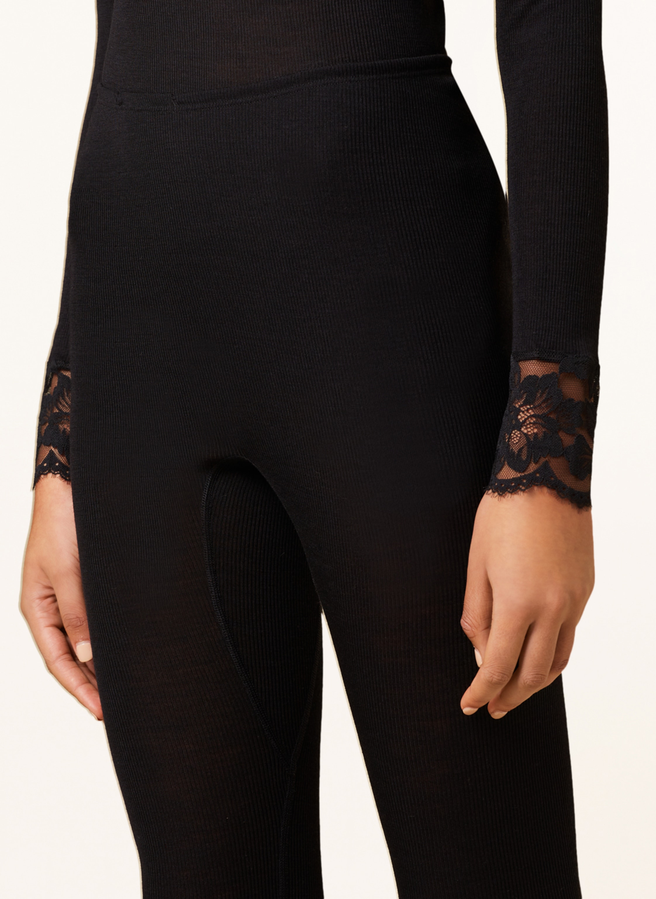 Mey Lounge-Leggings Serie Wool Love Aus Merinowolle Mit Seide schwarz – Bild 2