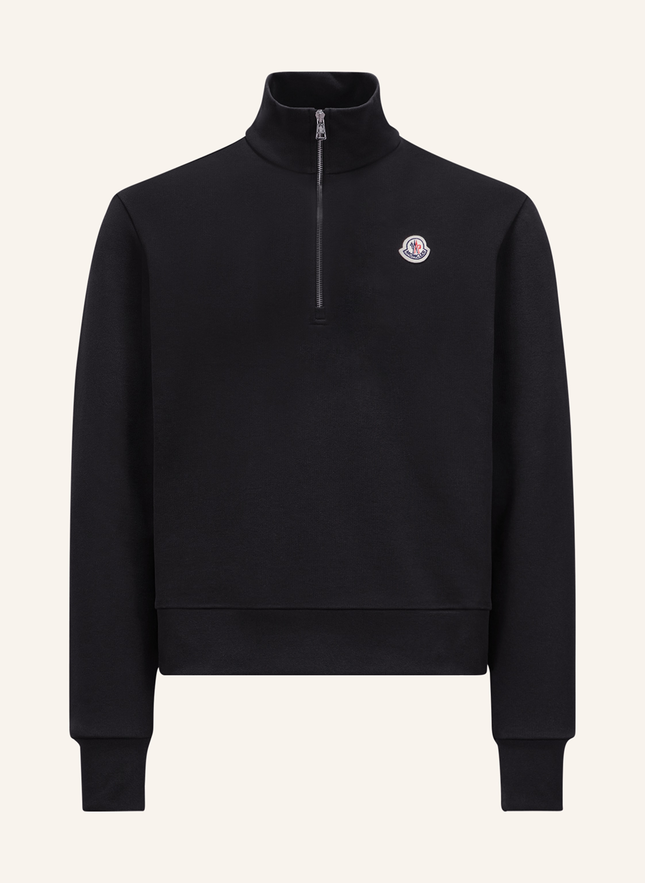 MONCLER Half Shirt Jacket With Logo Buttons zip sweater in sweatshirt fabric in black