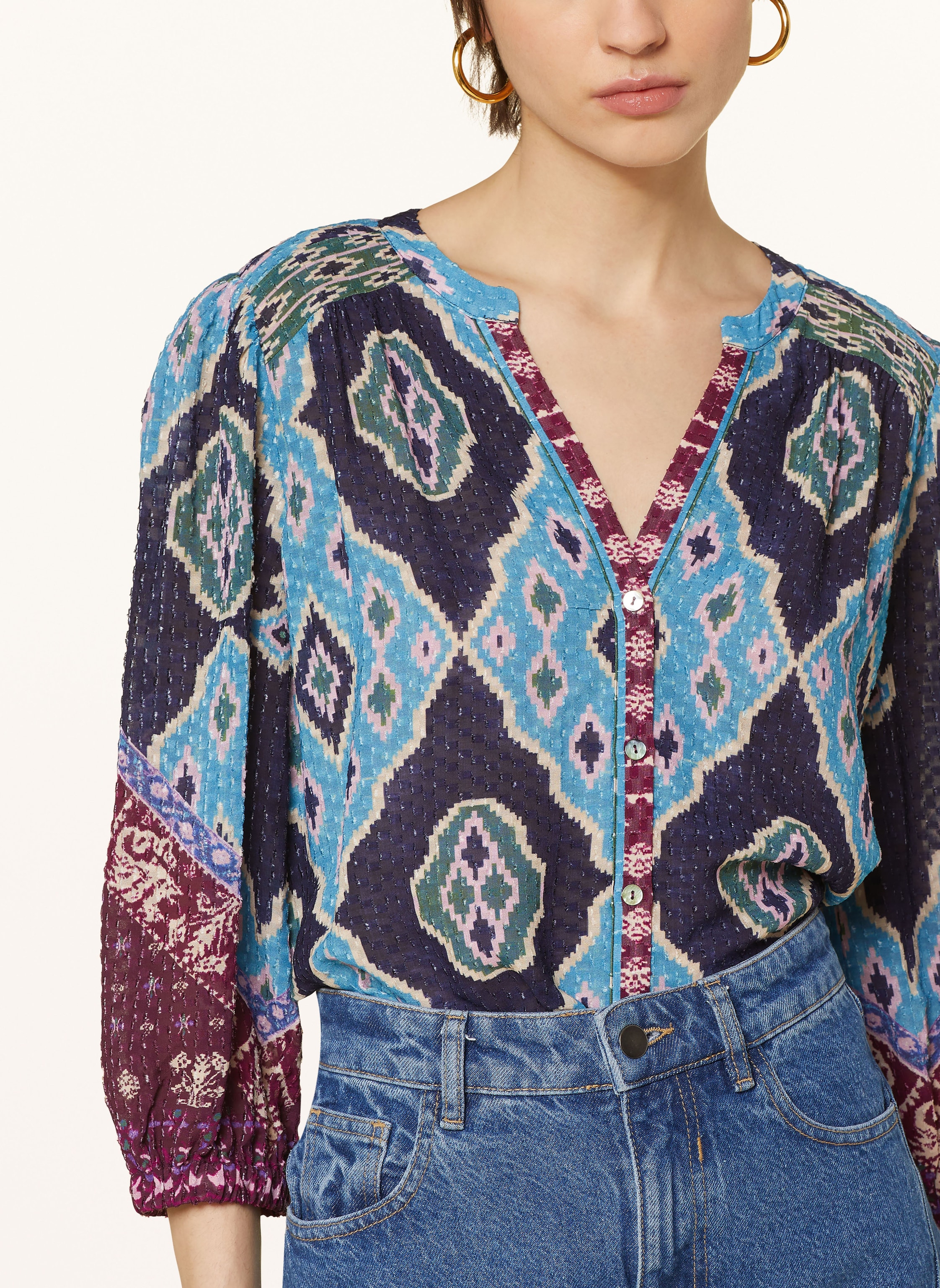 Thumbnail - Ba&Sh Bluse Mad Mit 3/4-Arm blau
