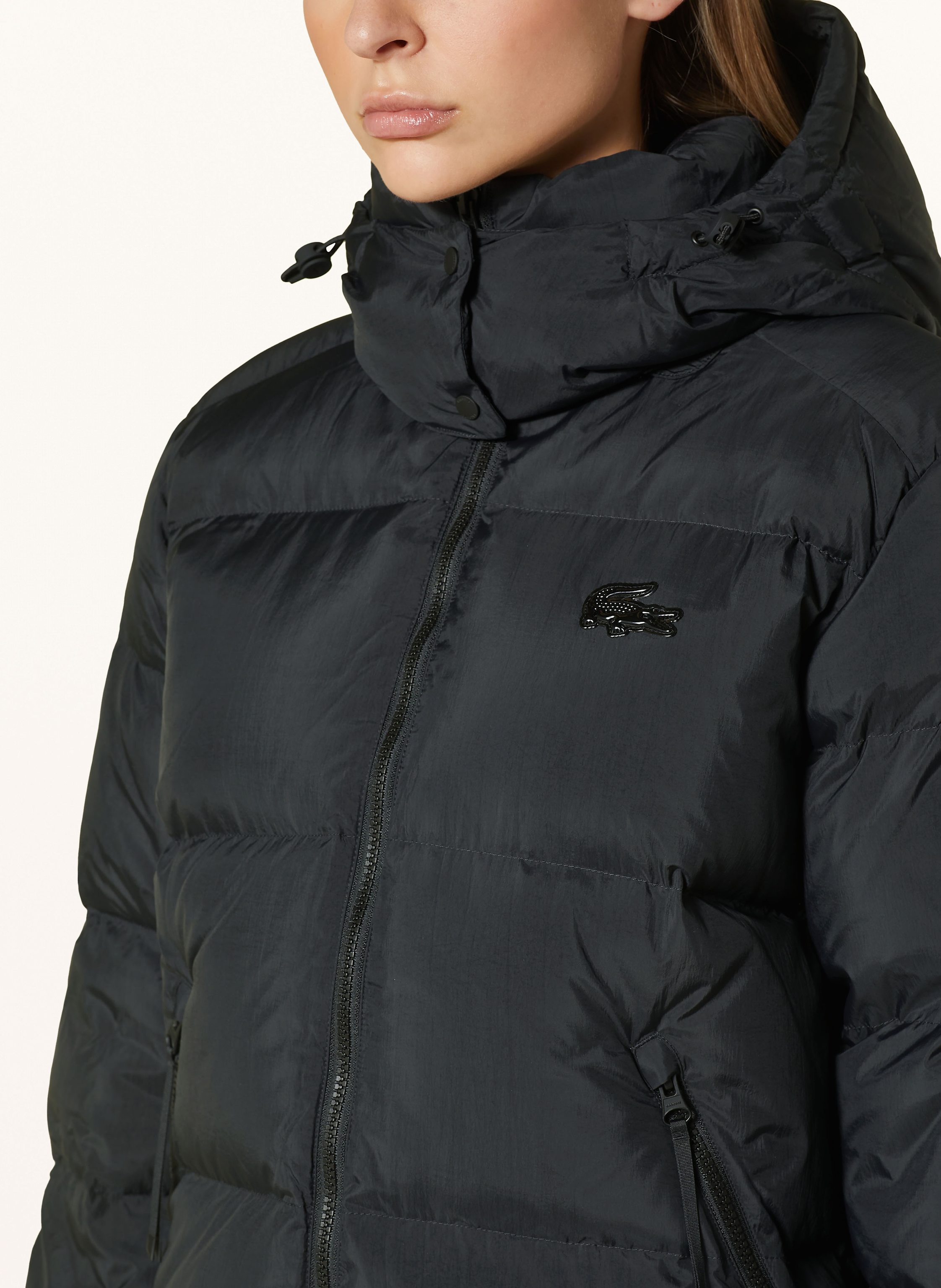 Thumbnail - Lacoste Daunenjacke Mit Abnehmbarer Kapuze schwarz