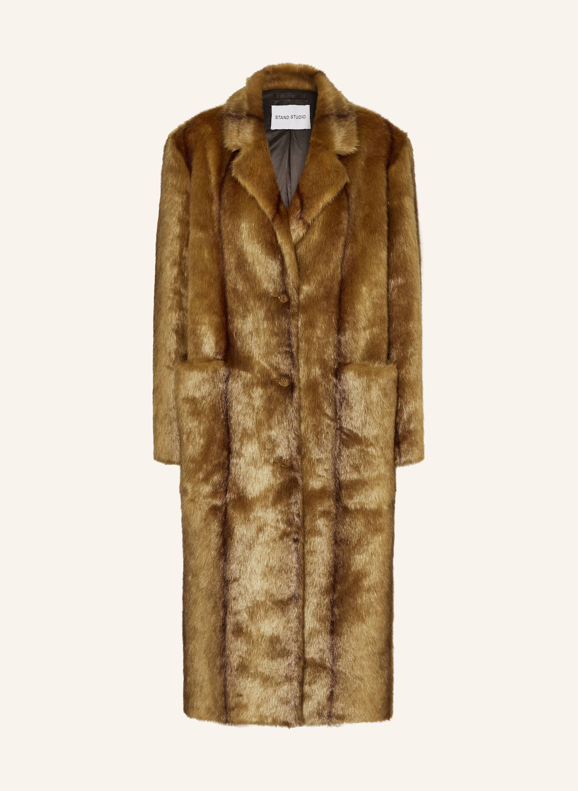 STAND STUDIO JOY faux fur coat in brown