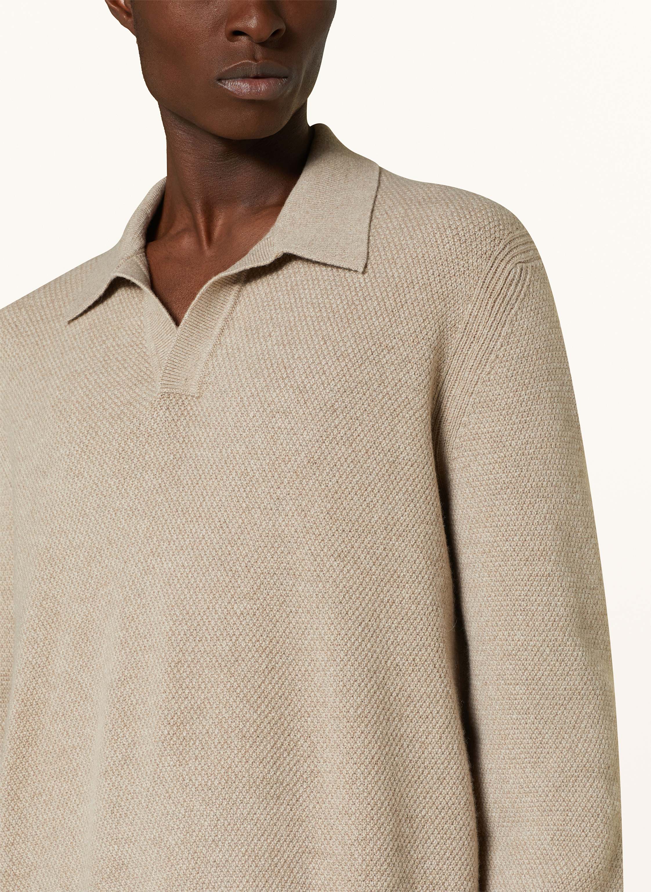 Thumbnail - Zegna Strick-Poloshirt Aus Cashmere beige
