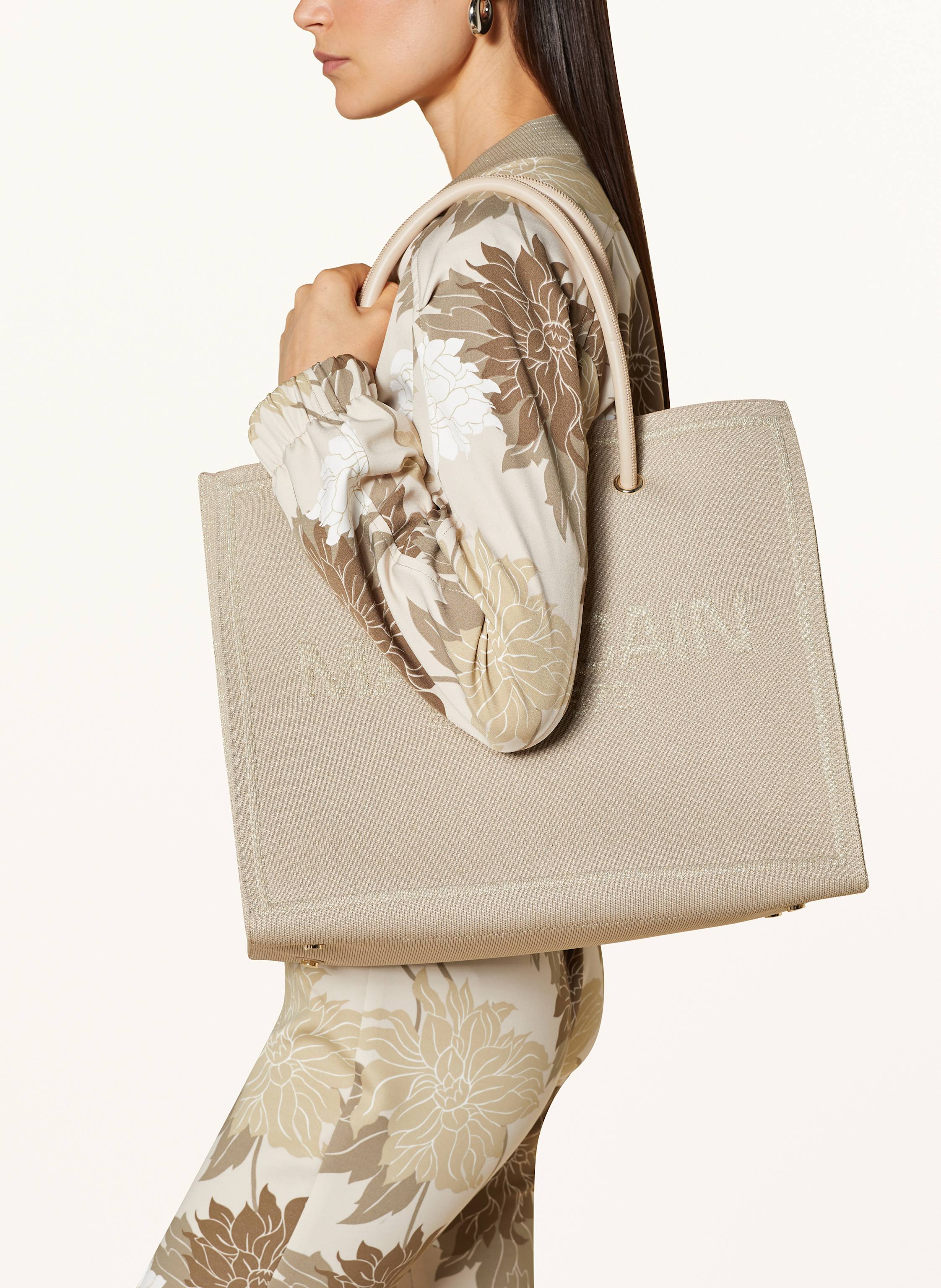 Thumbnail - Marc Cain Shopper Mit Glitzergarn beige
