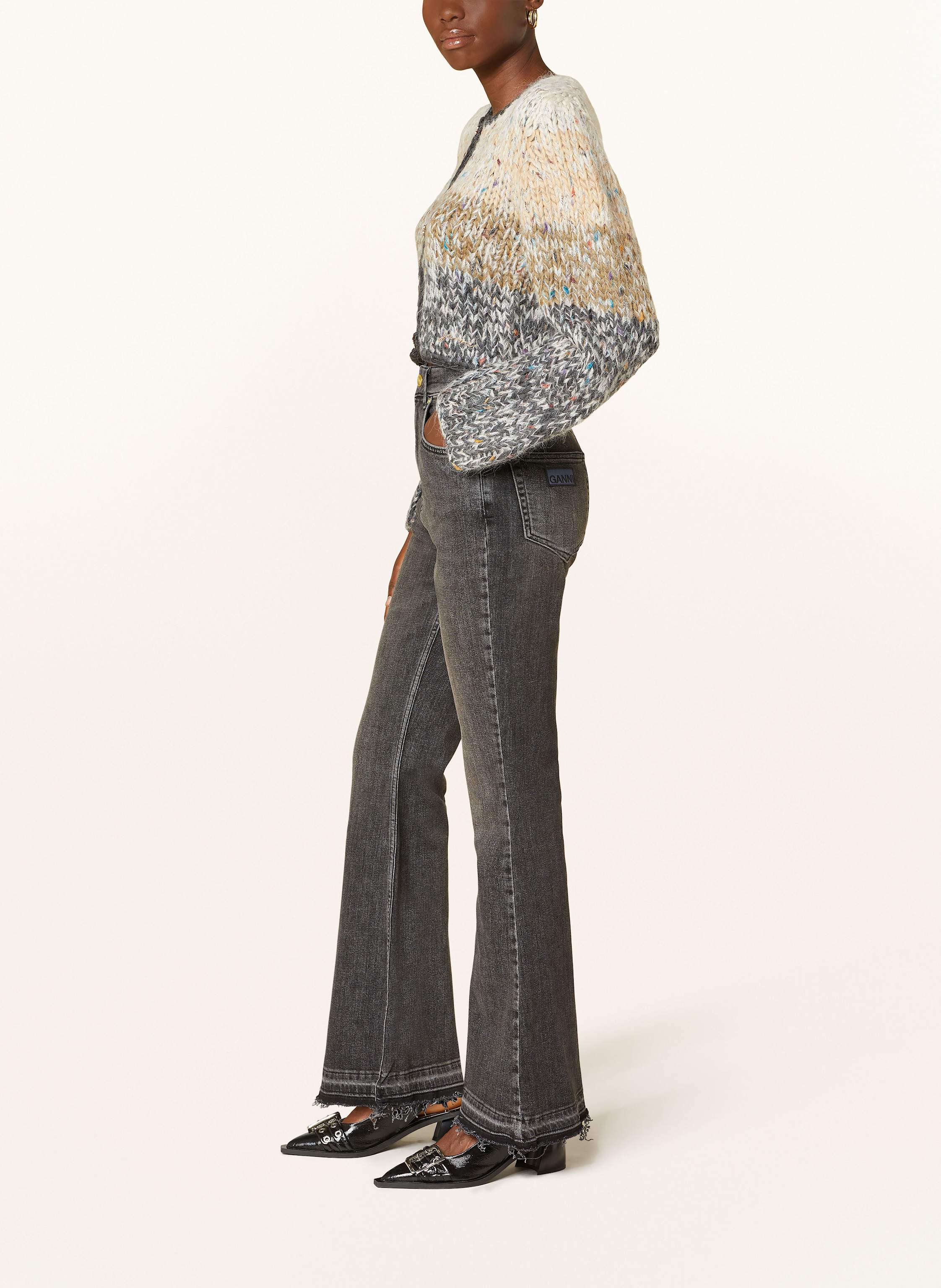 Thumbnail - Ganni Bootcut Jeans schwarz