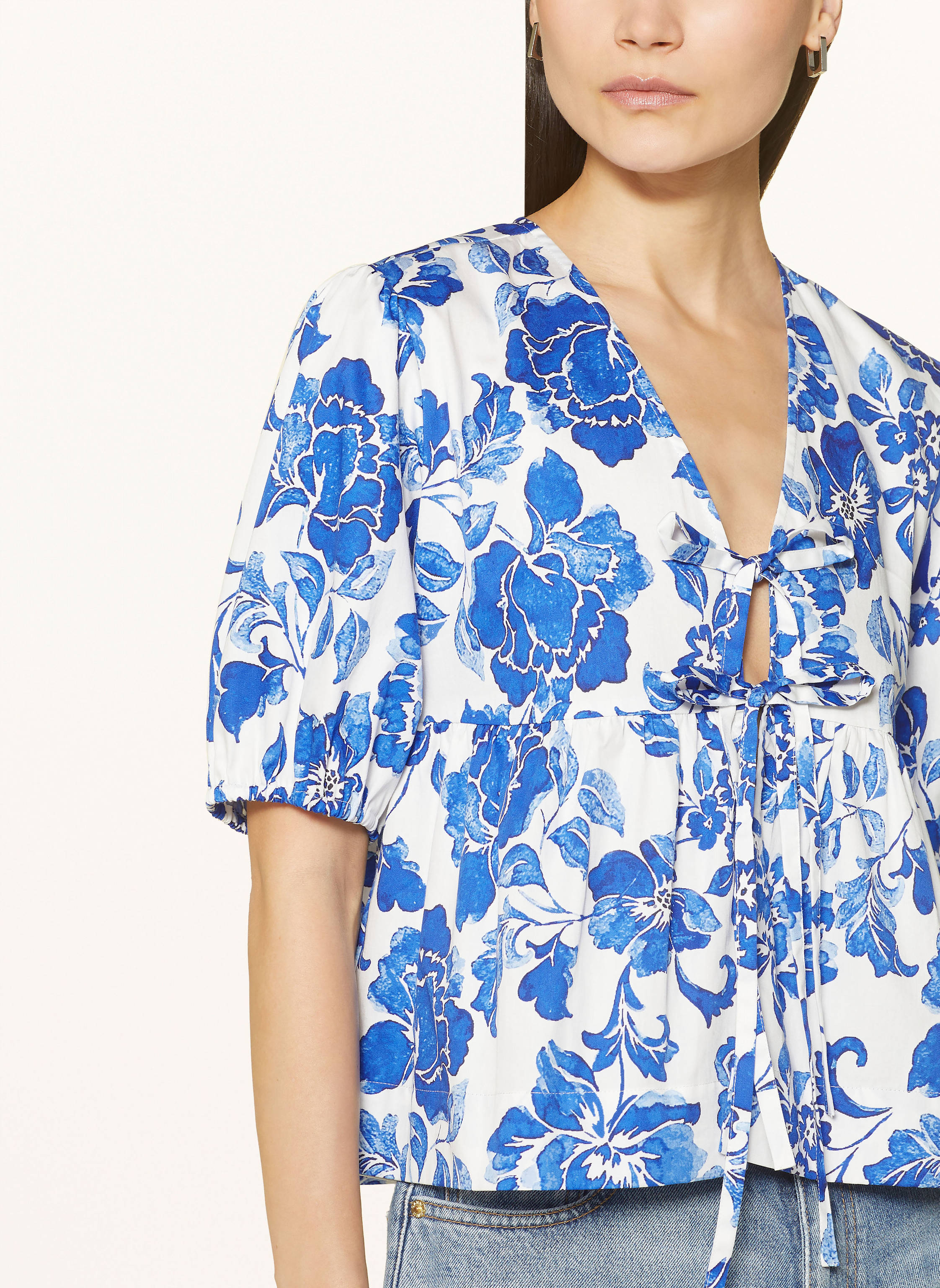 Thumbnail - Mrs & Hugs Cropped-Bluse blau