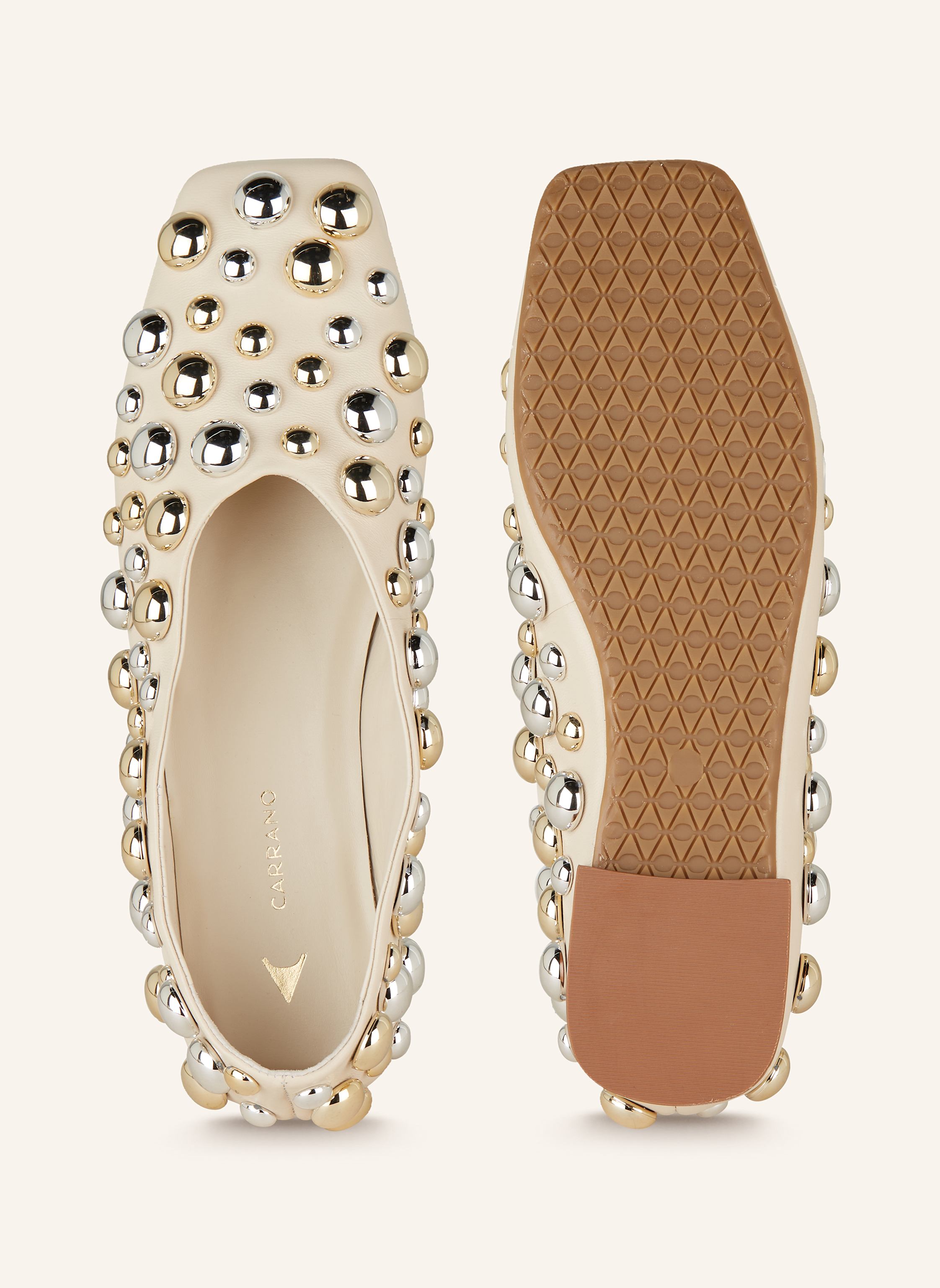 Thumbnail - Carrano Ballerinas Mit Nieten beige