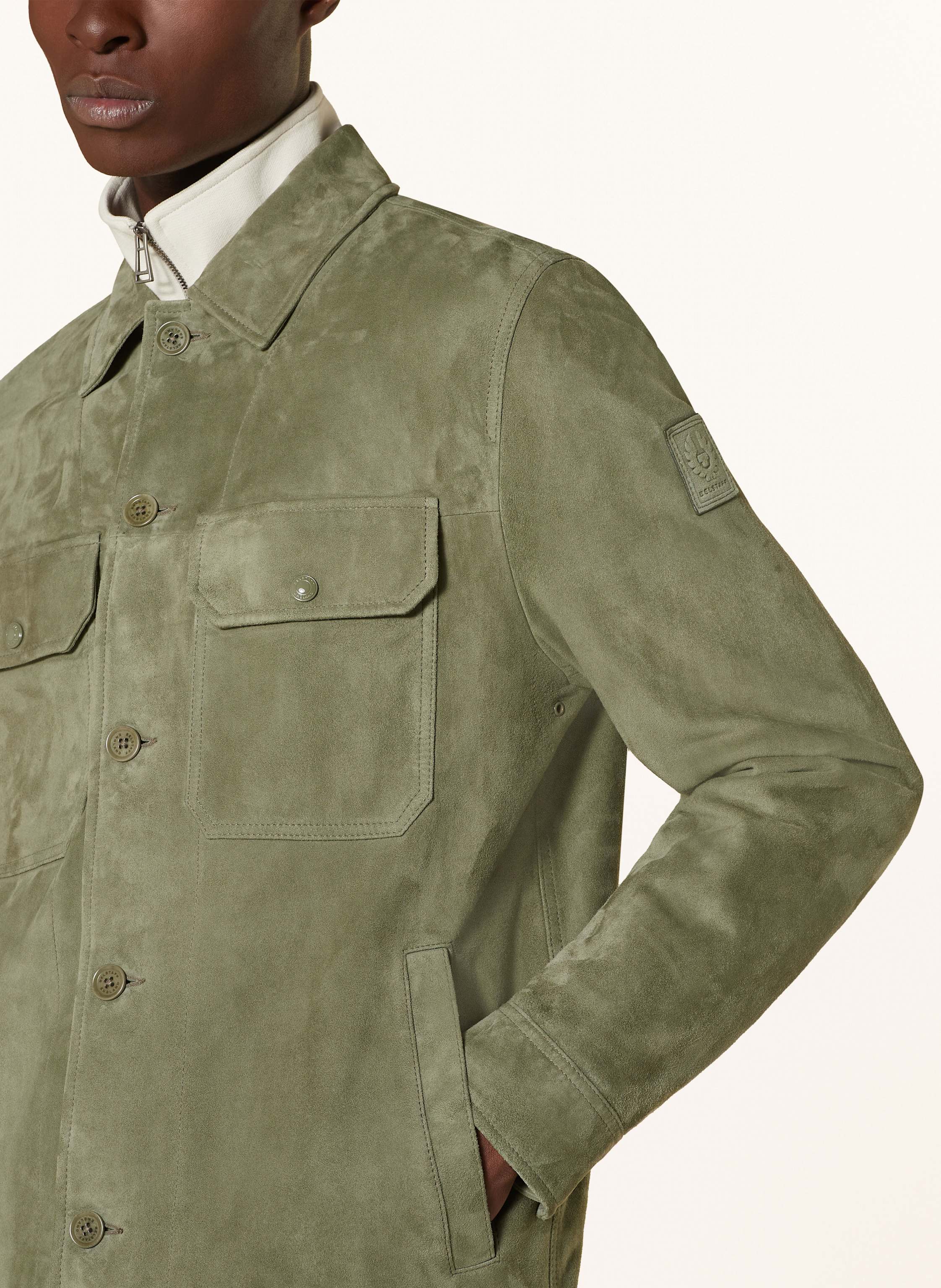 Thumbnail - Belstaff Leder-Overjacket gruen