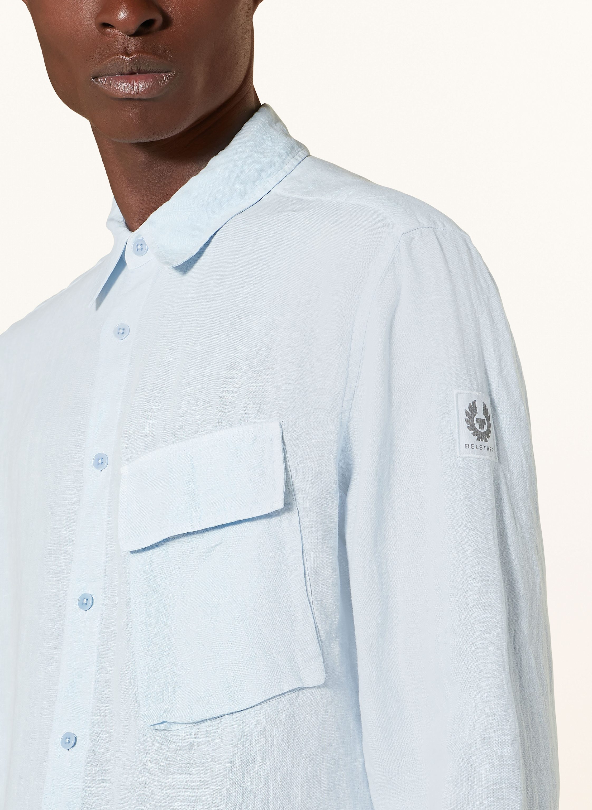 Thumbnail - Belstaff Leinenhemd Scale Comfort Fit blau