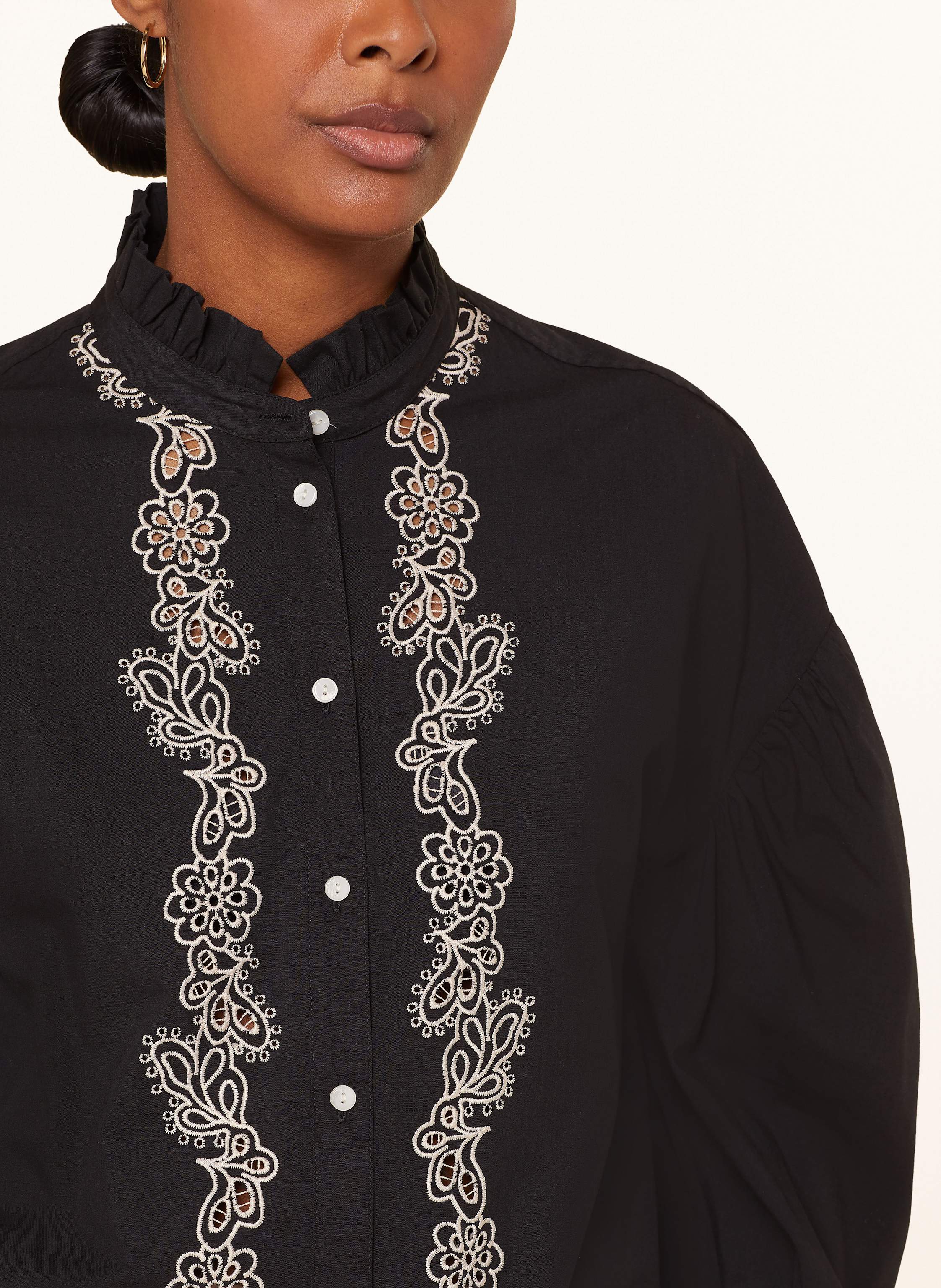 Thumbnail - Part Two Bluse Mit Lochspitze Und 3/4-Arm schwarz