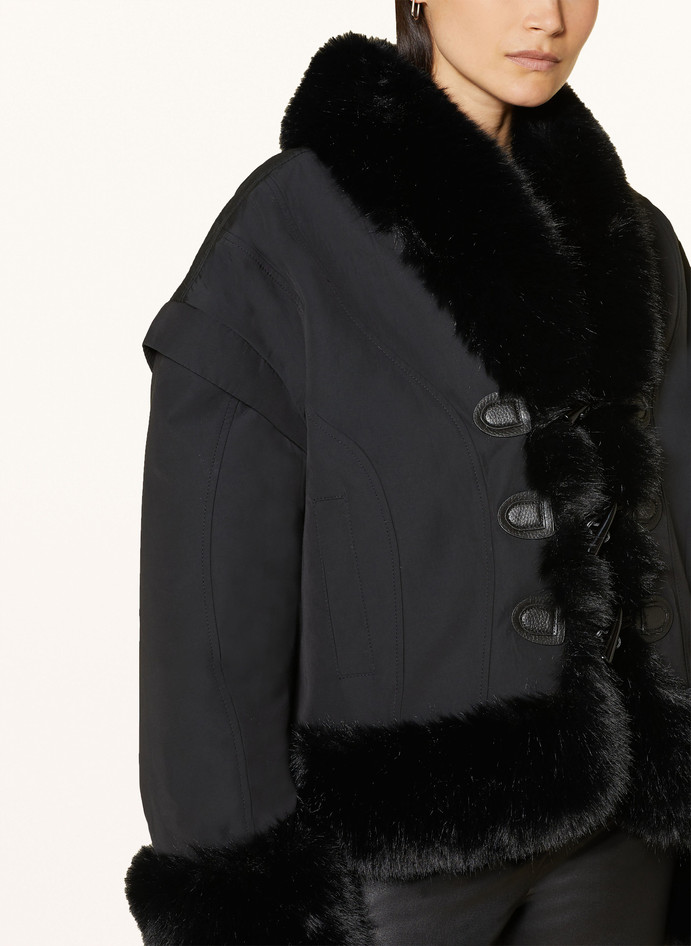 Thumbnail - Ow Collection Jacke Kyoto Mit Kunstfell schwarz