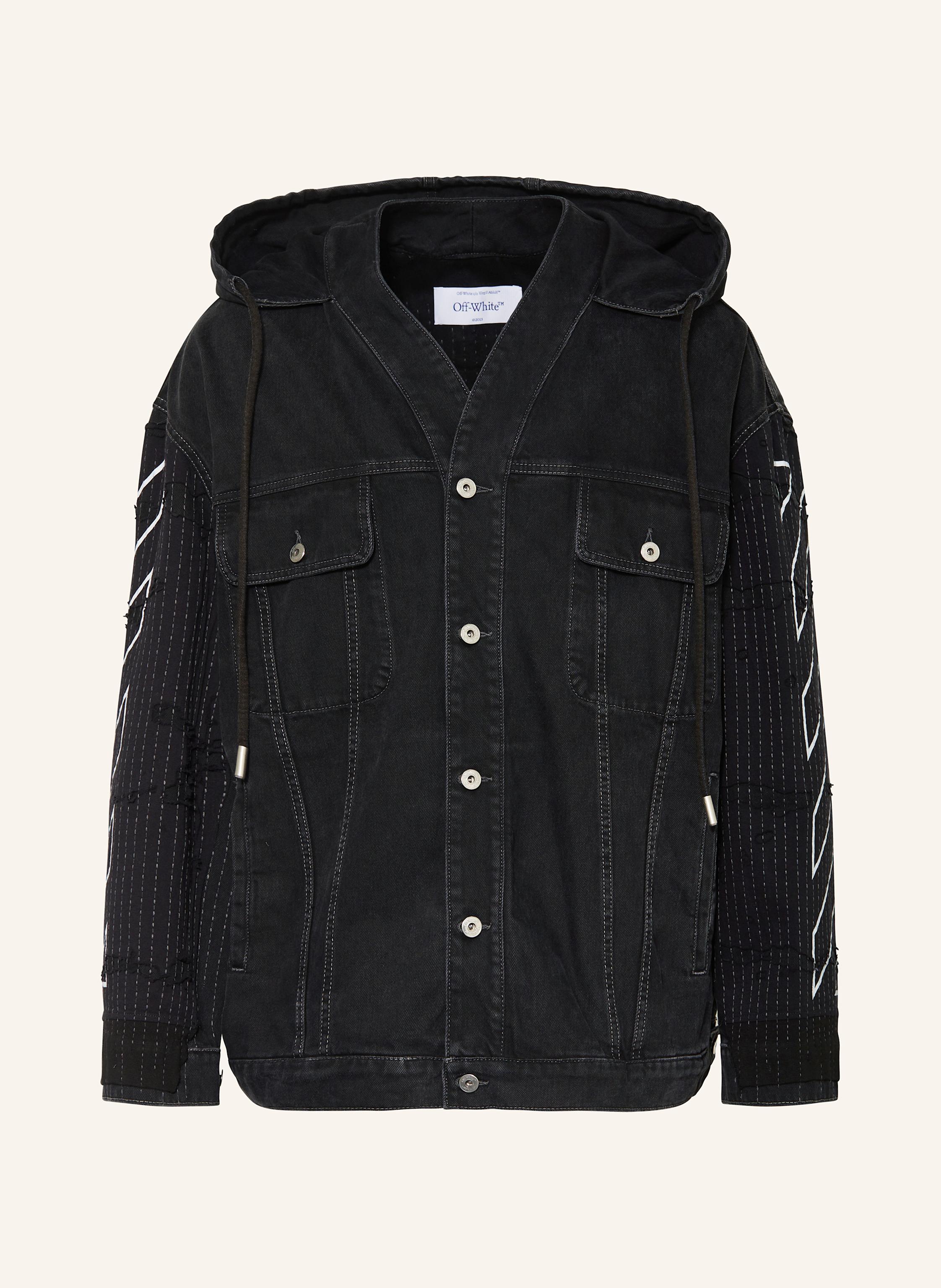 White and black jean jacket online
