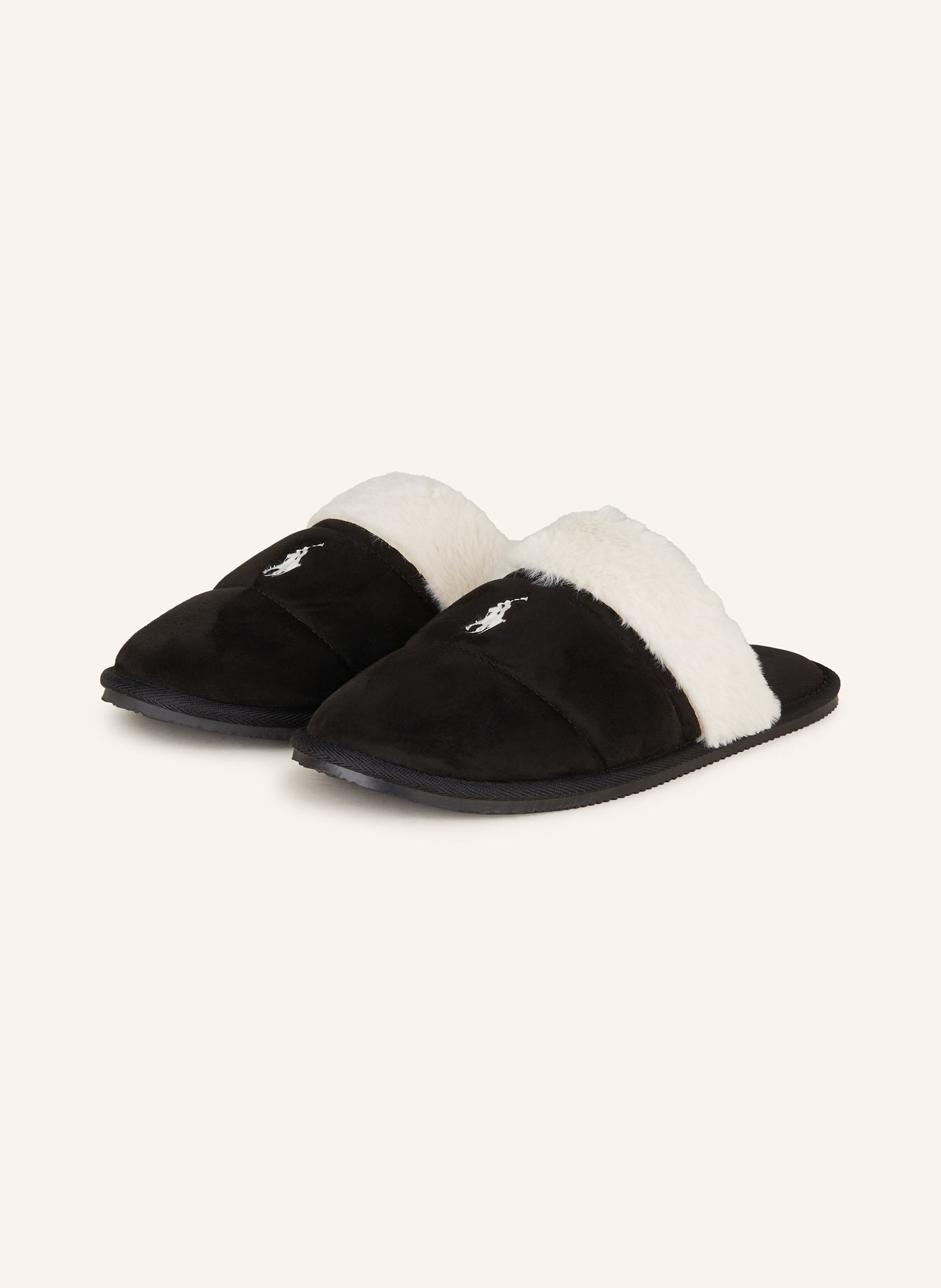 POLO RALPH LAUREN KELCIE slippers in black white