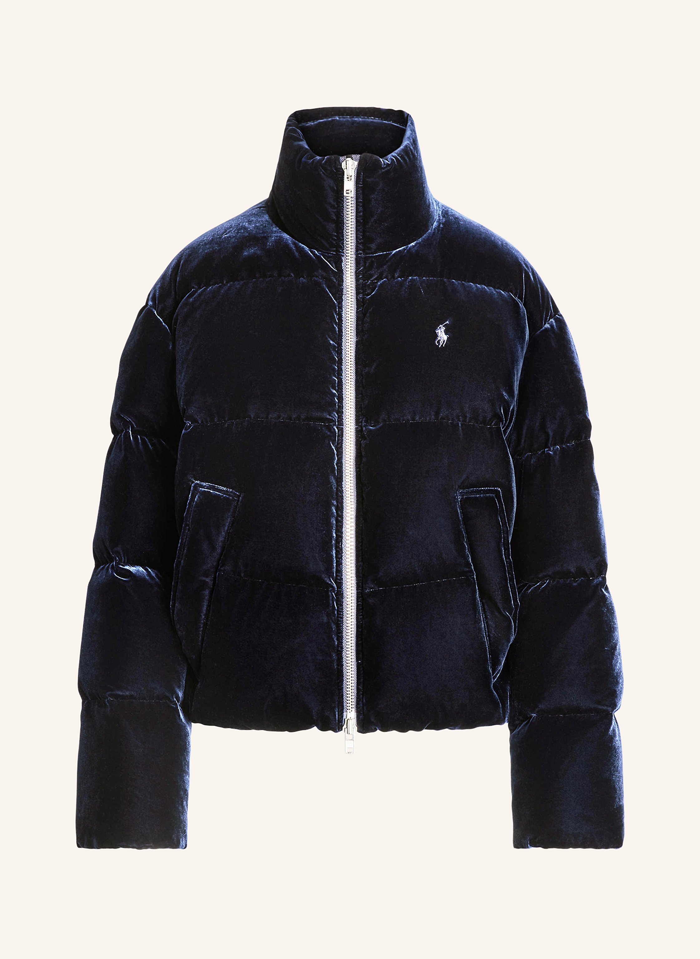 POLO RALPH LAUREN Down jacket in velvet in dark blue