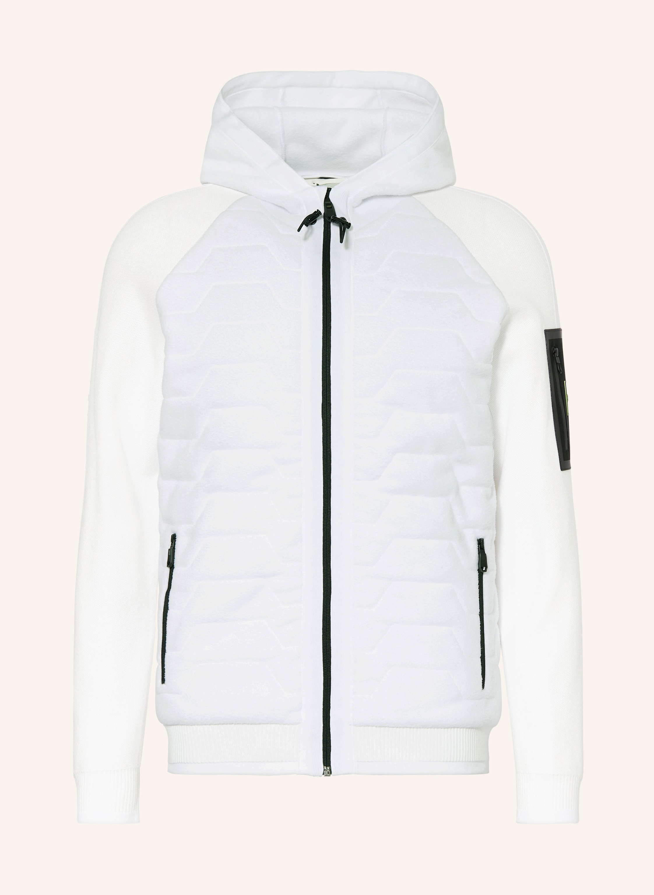 BOSS MARTIC sweat jacket in mixed materials in white