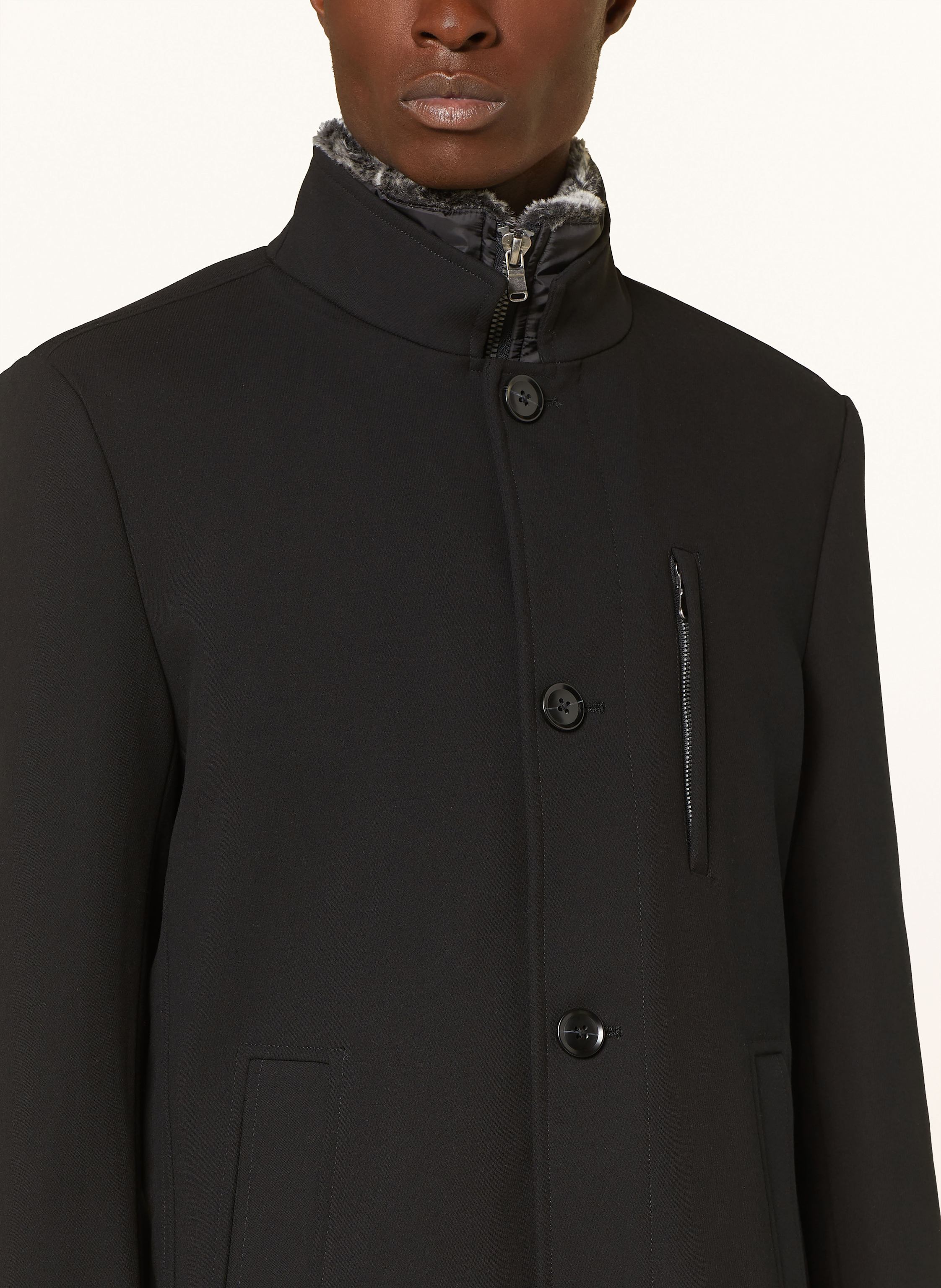 Thumbnail - Strokesman's Mantel Mit Kunstfell Und Herausnehmbarer Blende schwarz