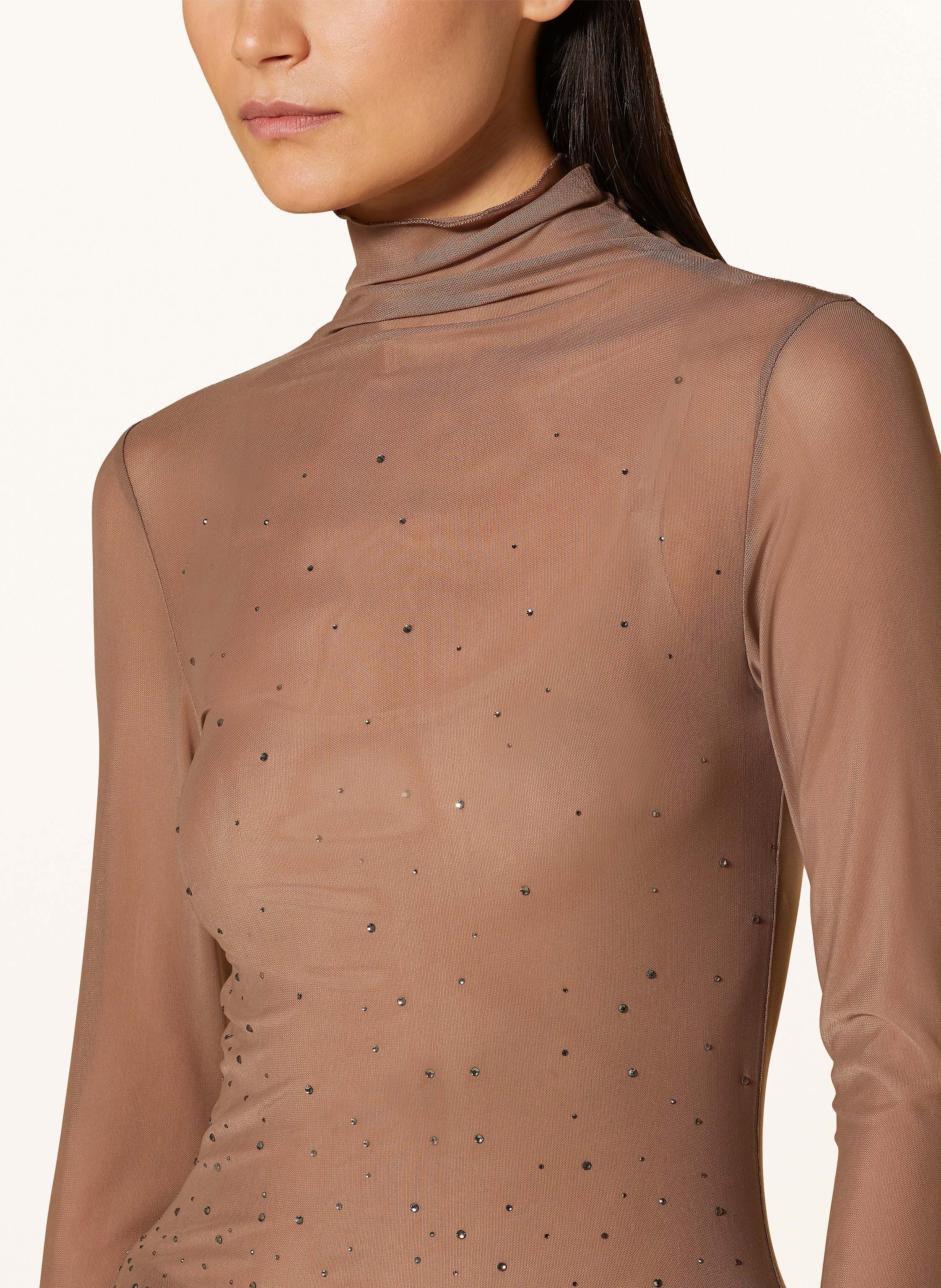 Thumbnail - Luisa Cerano Longsleeve Aus Mesh Mit Schmucksteinen beige