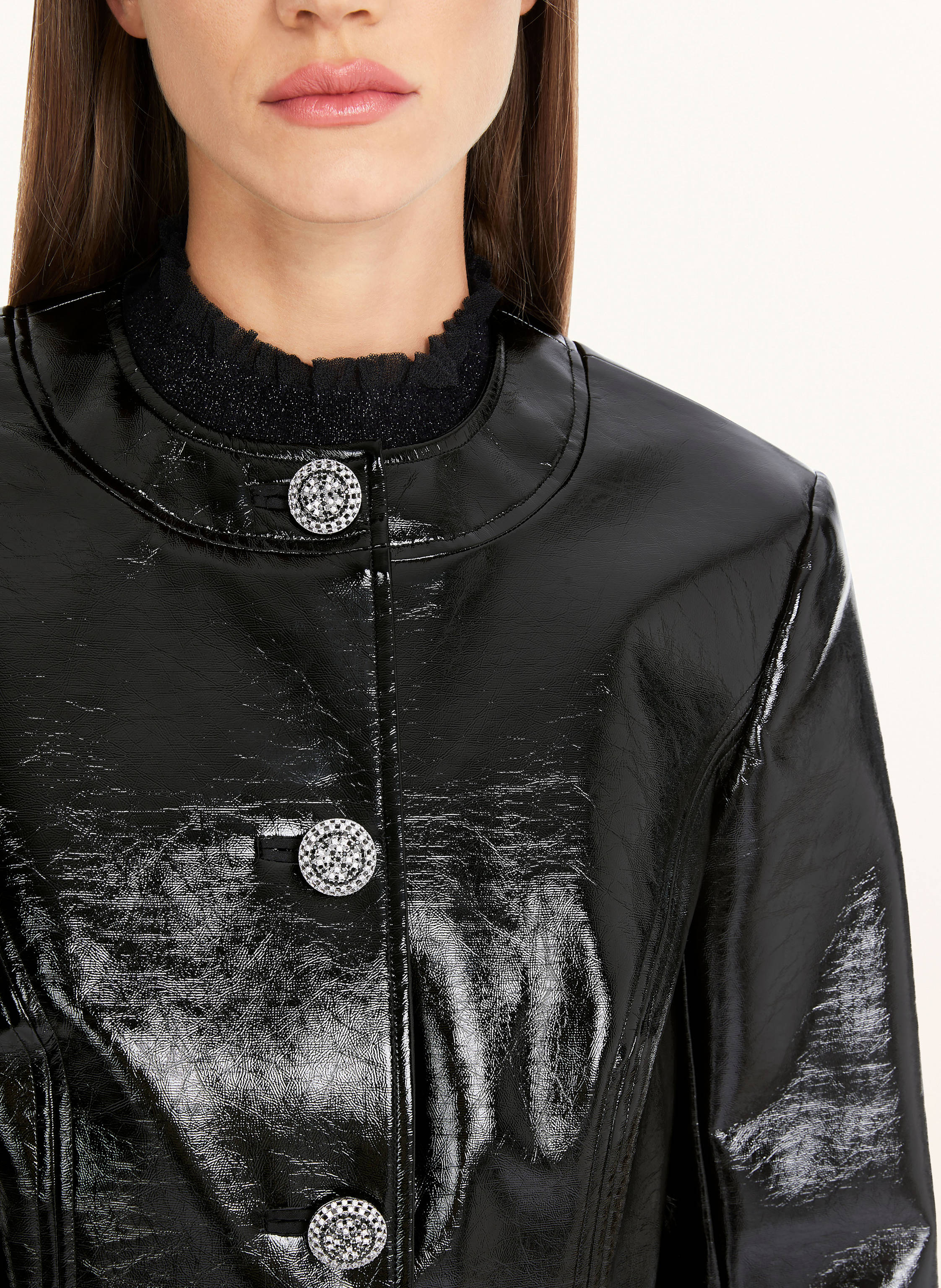 Thumbnail - Marc Cain Cropped-Jacke In Lederoptik schwarz